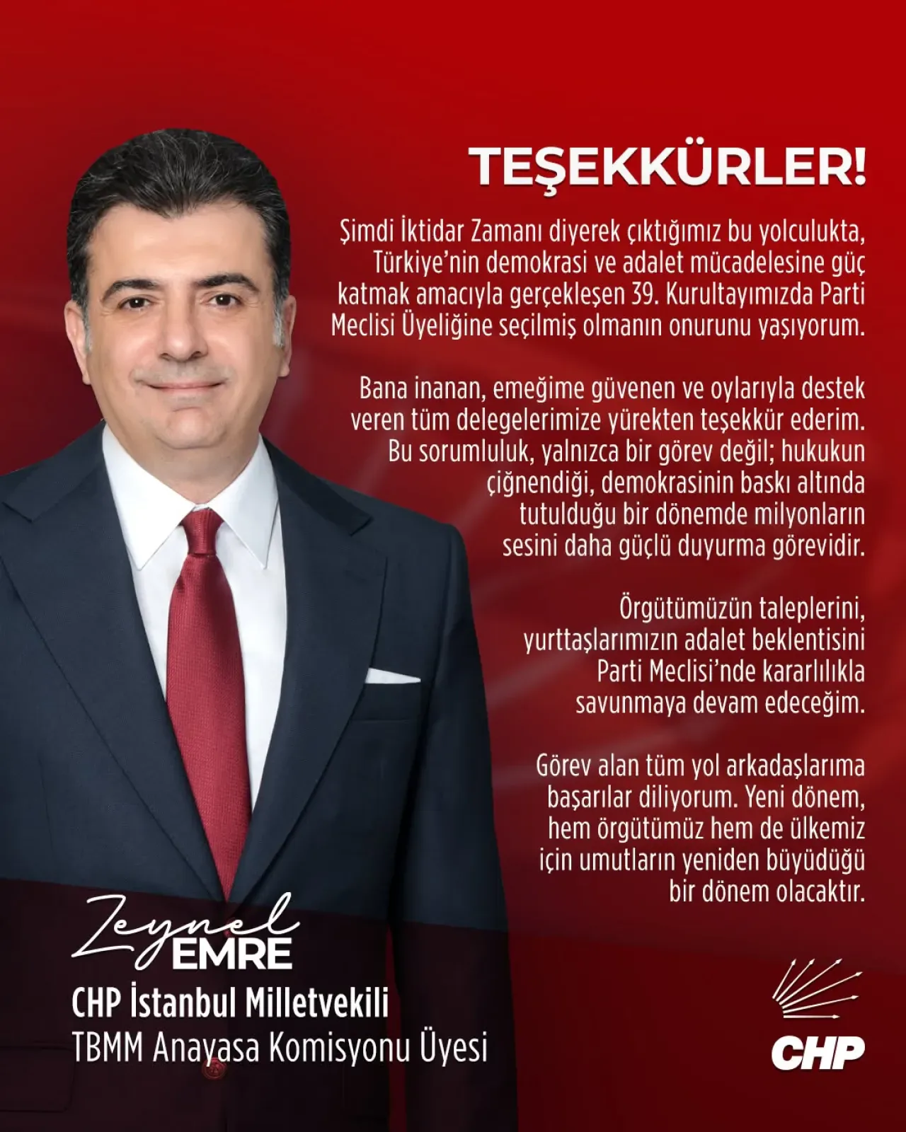 CHP'li Zeynel Emre, Parti Meclisi Üyeliğine Seçilmenin Sorumluluğunu Taşıyacaklarını Açıkladı CHP'li Zeynel Emre, Parti Meclisi Üyeliğine Seçilmenin Sorumluluğunu Taşıyacaklarını Açıkladı