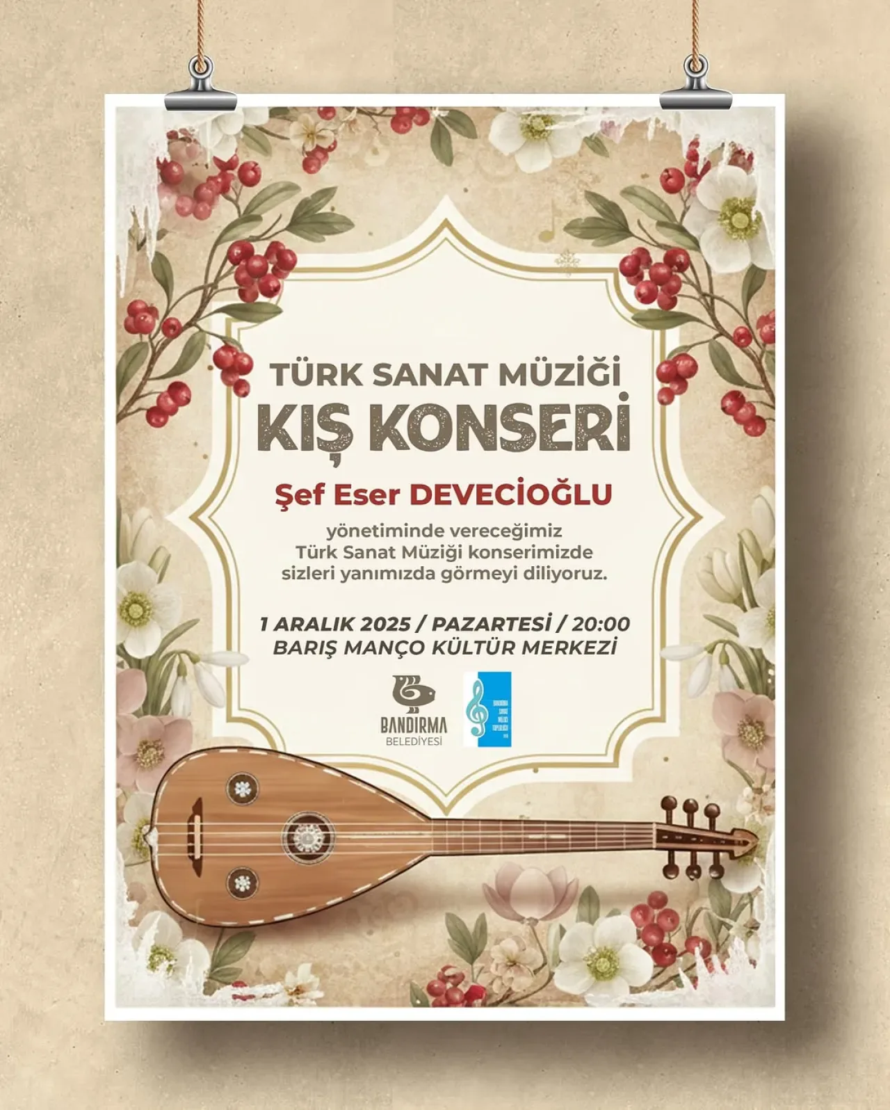 Bandırma'da Türk Sanat Müziği Kış Konseri Düzenlenecek Bandırma'da Türk Sanat Müziği Kış Konseri Düzenlenecek