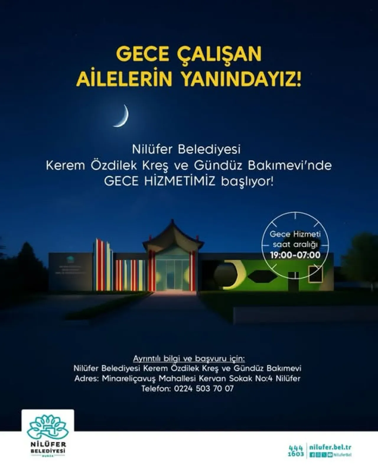 Nilüfer Belediyesi, Gece Çalışan Aileler İçin Kreşte Gece Hizmeti Başlatıyor Nilüfer Belediyesi, Gece Çalışan Aileler İçin Kreşte Gece Hizmeti Başlatıyor