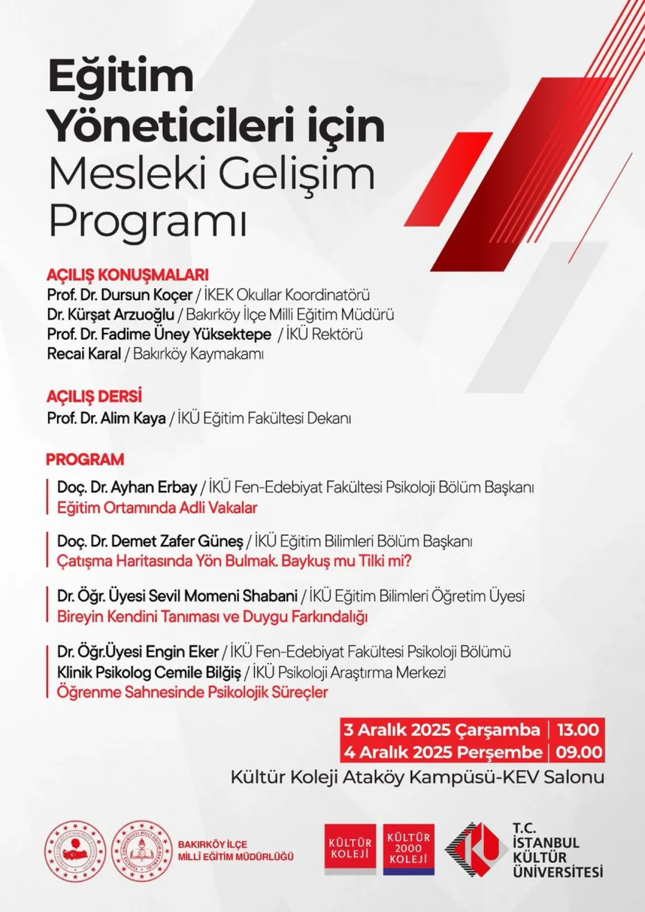 Bakırköy'de Eğitim Yöneticilerine Mesleki Gelişim Programı Bakırköy'de Eğitim Yöneticilerine Mesleki Gelişim Programı