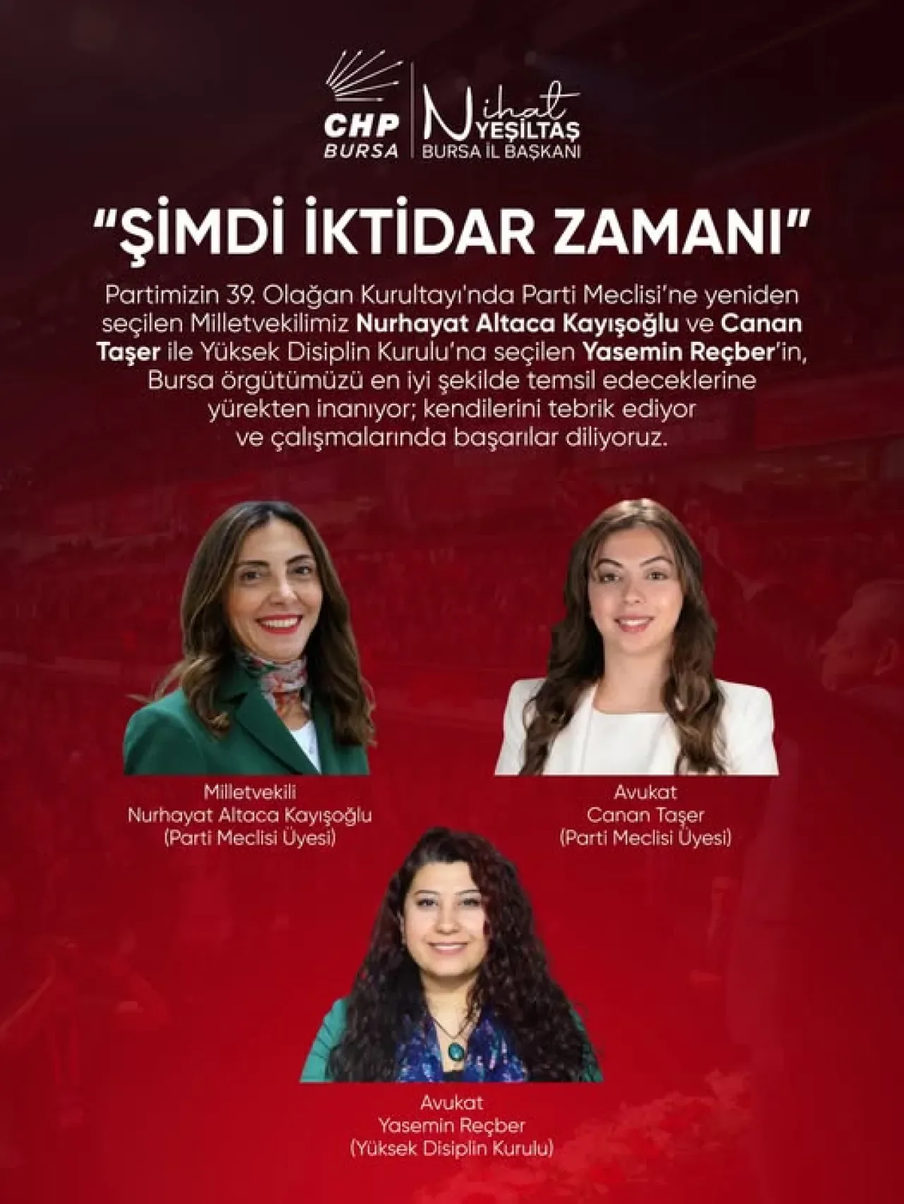 CHP Bursa'da Yeni Dönem Organları Seçildi CHP Bursa'da Yeni Dönem Organları Seçildi