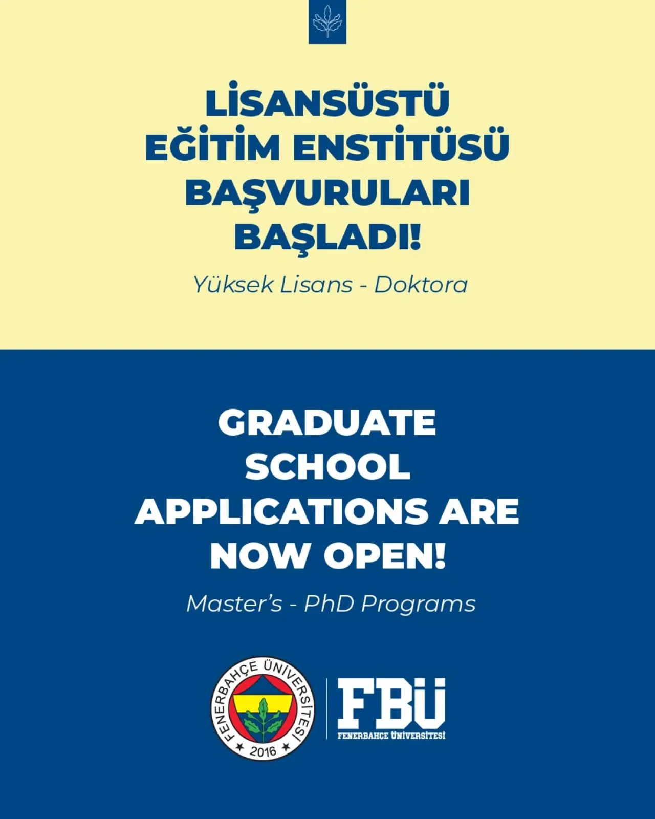 Fenerbahçe Üniversitesi Lisansüstü Eğitim Enstitüsü'ne Başvurular Başladı Fenerbahçe Üniversitesi Lisansüstü Eğitim Enstitüsü'ne Başvurular Başladı