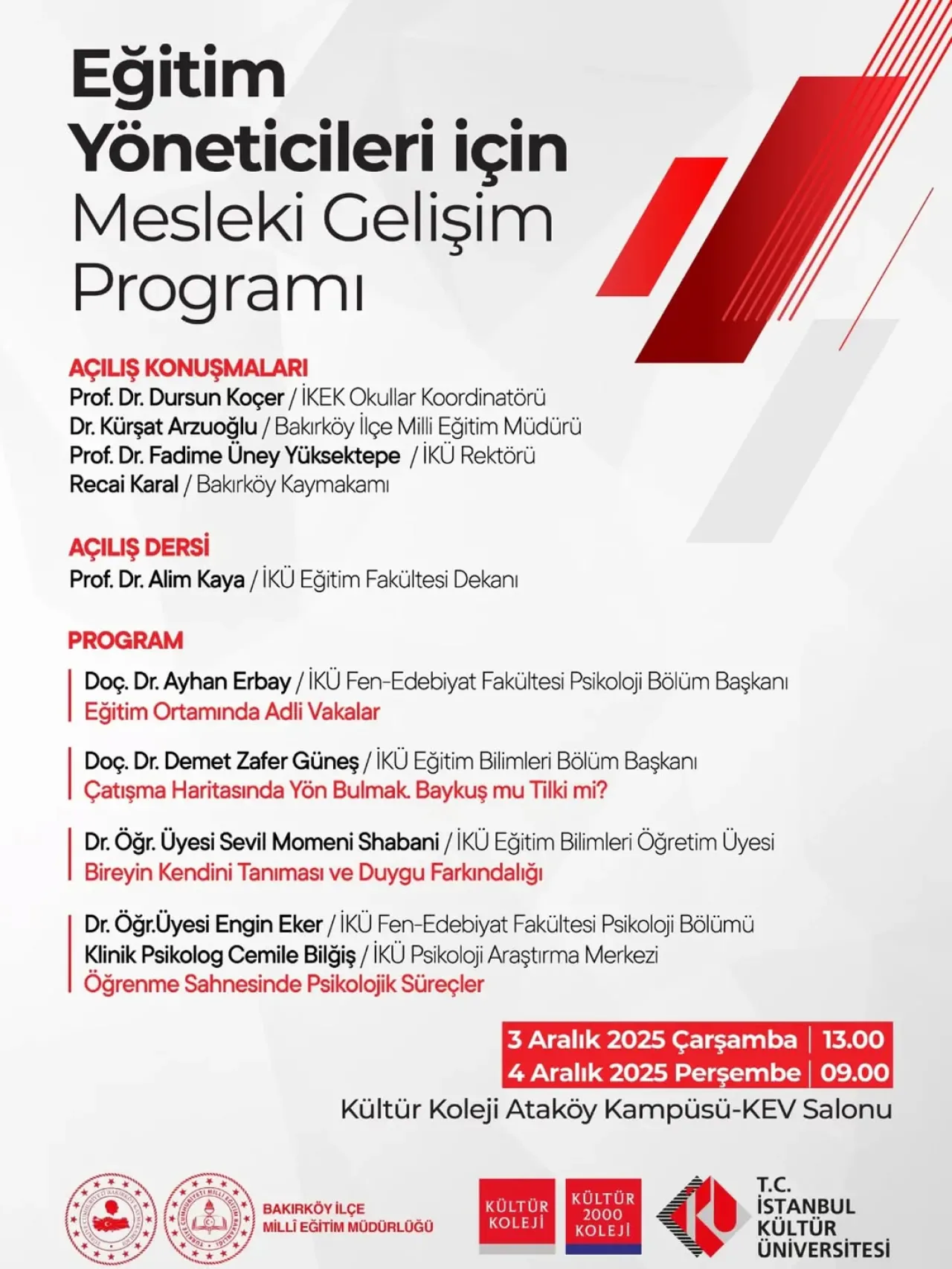 Bakırköy'de Eğitim Yöneticileri İçin Mesleki Gelişim Programı Başlıyor Bakırköy'de Eğitim Yöneticileri İçin Mesleki Gelişim Programı Başlıyor