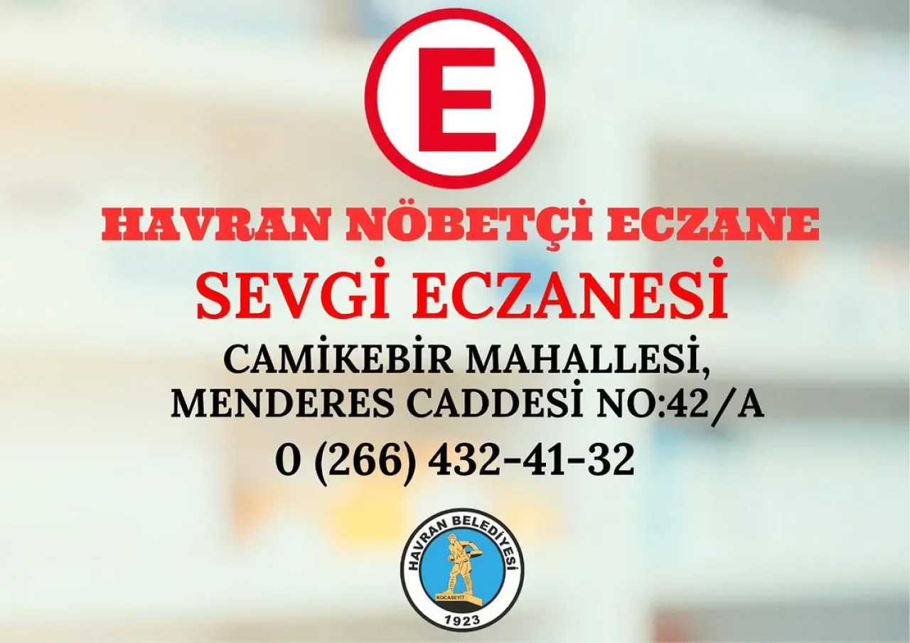 Havran'da Bugün Nöbetçi Olan Eczane Açıklandı Havran'da Bugün Nöbetçi Olan Eczane Açıklandı