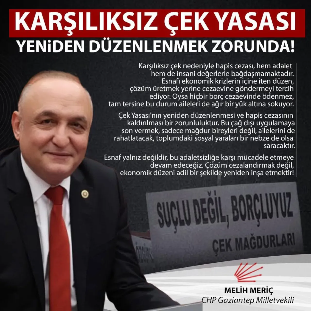 Melih Meriç'ten Karşılıksız Çek Yasağına Sert Eleştiri: "Hapis Cezası Çağ Dışı" Melih Meriç'ten Karşılıksız Çek Yasağına Sert Eleştiri: "Hapis Cezası Çağ Dışı"