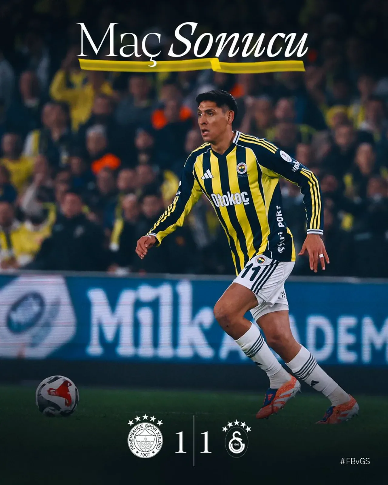 Fenerbahçe ile Galatasaray Arasındaki Derbide Skor 1-1 Fenerbahçe ile Galatasaray Arasındaki Derbide Skor 1-1