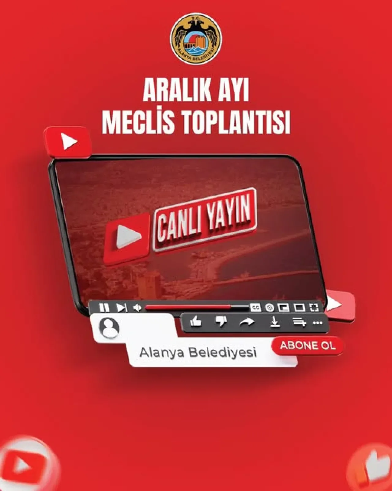 Alanya Belediyesi Aralık Ayı Meclis Toplantısı Canlı Yayınlanacak Alanya Belediyesi Aralık Ayı Meclis Toplantısı Canlı Yayınlanacak