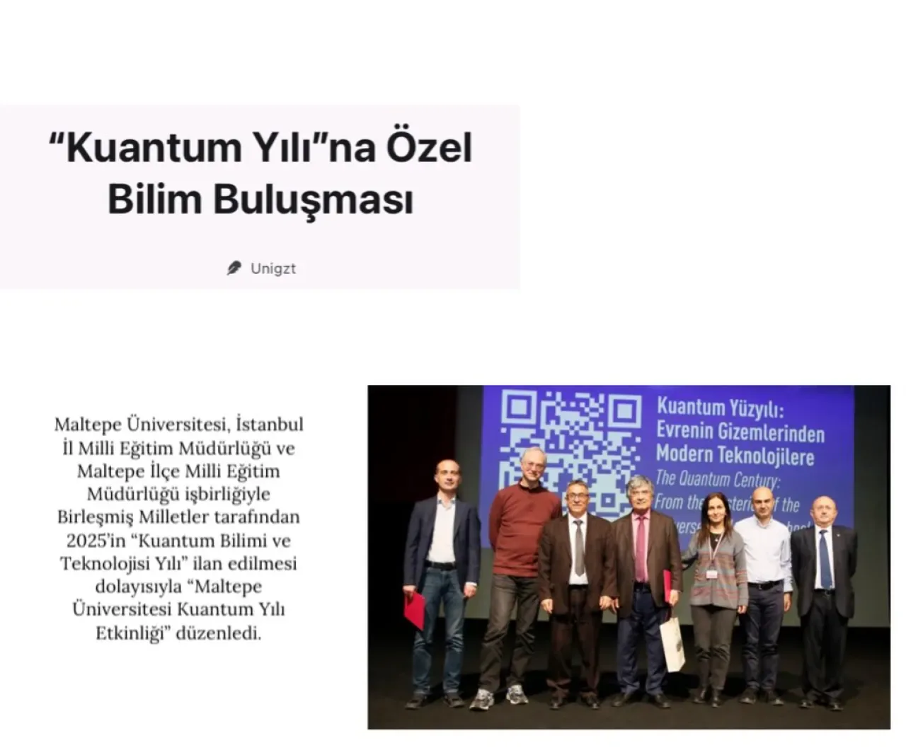 Maltepe Üniversitesi'nden Kuantum Bilimi için Önemli Buluşma Maltepe Üniversitesi'nden Kuantum Bilimi için Önemli Buluşma