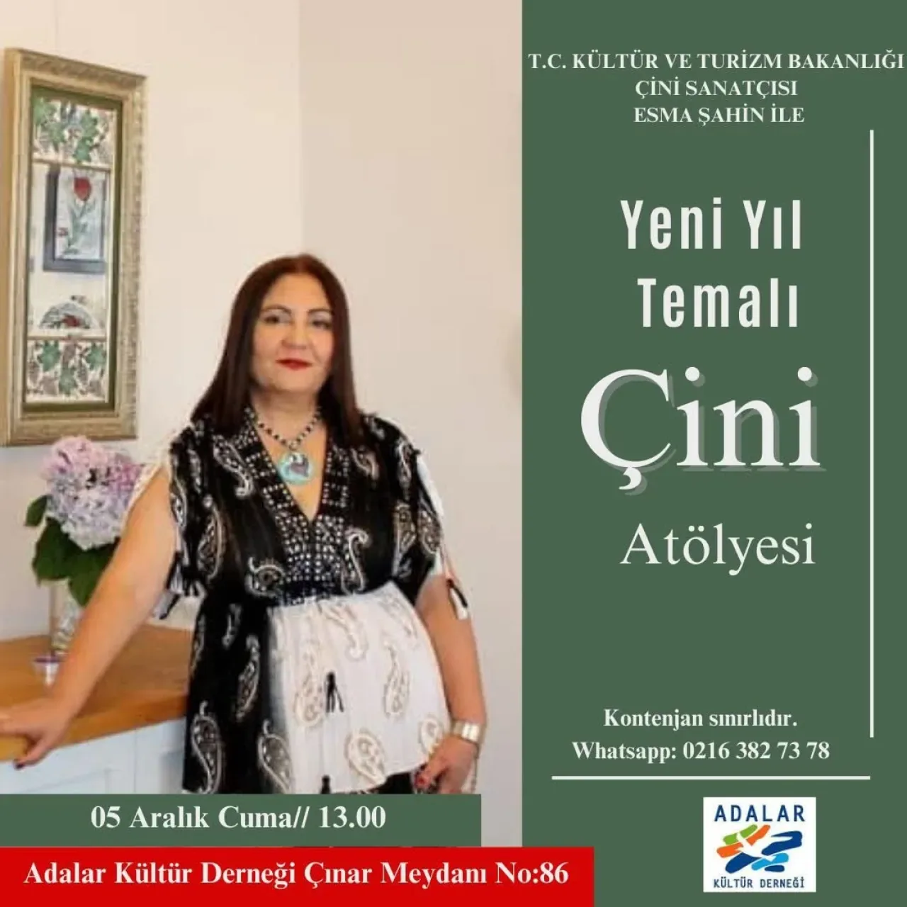 Adalar Kültür Derneği'nde Yeni Yıl Temalı Çini Atölyesi Başlıyor Adalar Kültür Derneği'nde Yeni Yıl Temalı Çini Atölyesi Başlıyor