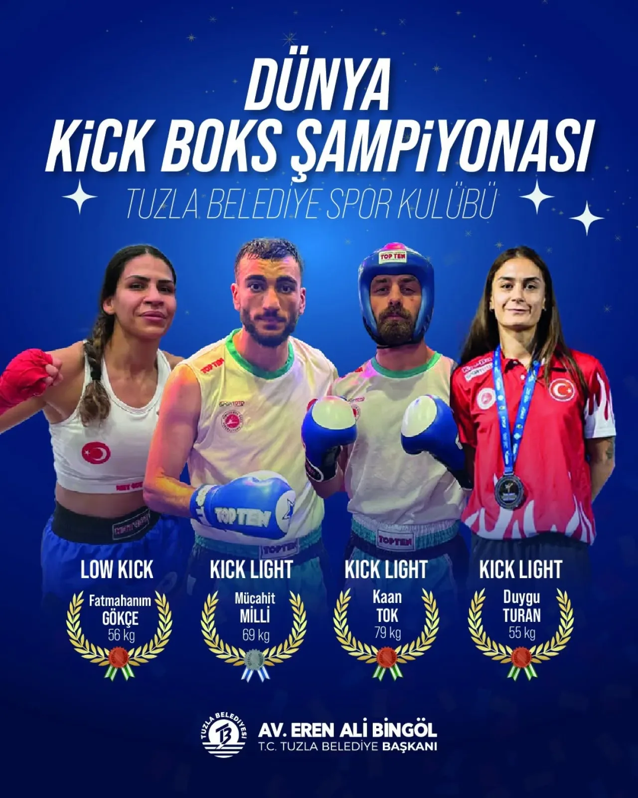 Tuzlalı Kick Boksçular Abu Dhabi'de Dünya Şampiyonasında 4 Madalya Kazandı Tuzlalı Kick Boksçular Abu Dhabi'de Dünya Şampiyonasında 4 Madalya Kazandı