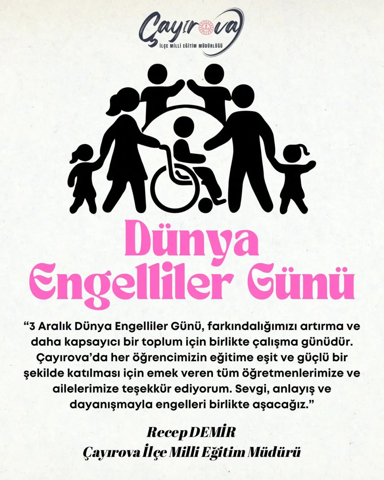 Çayırova'da 3 Aralık Dünya Engelliler Günü'nde Kapsayıcı Eğitim Vurgusu Çayırova'da 3 Aralık Dünya Engelliler Günü'nde Kapsayıcı Eğitim Vurgusu