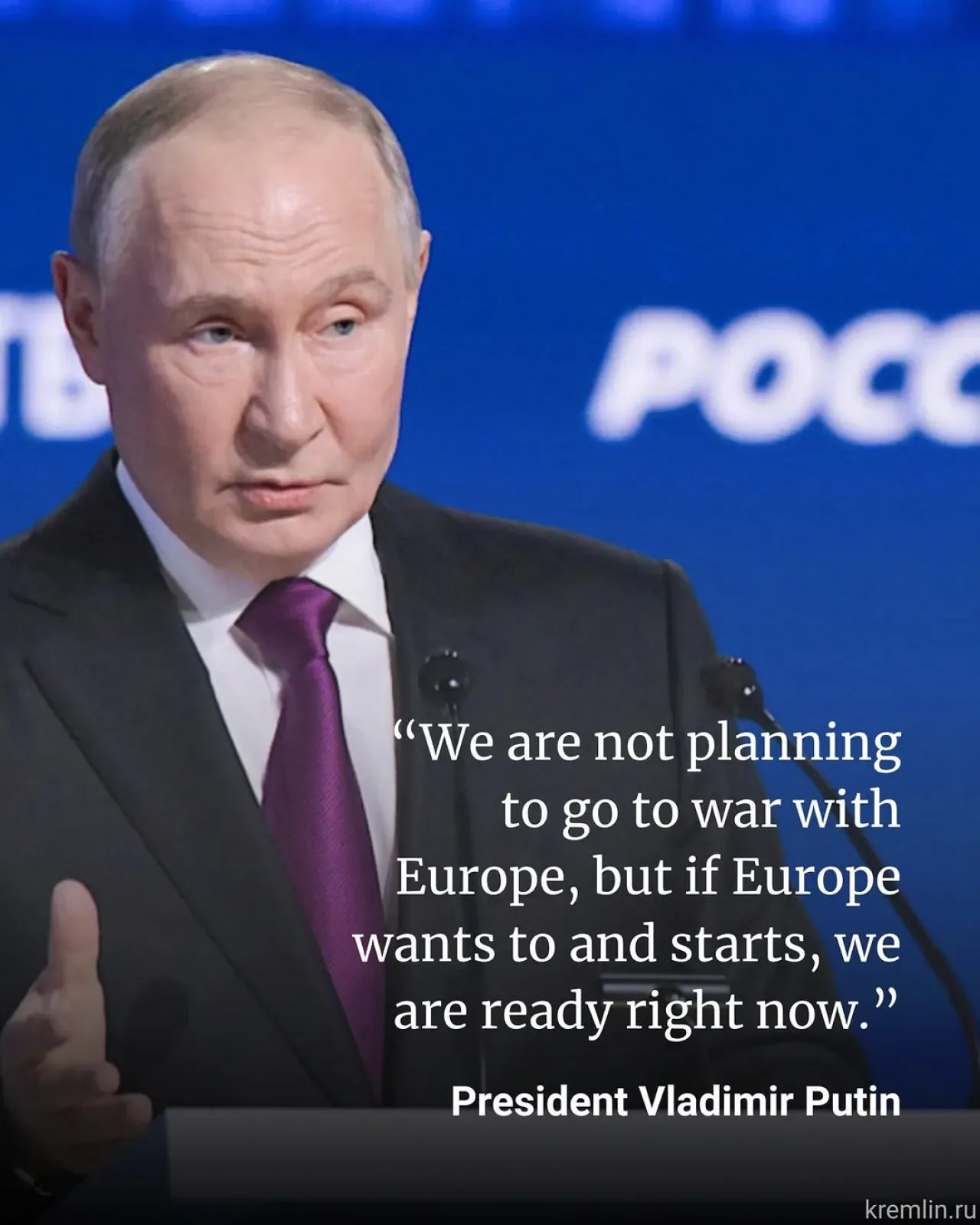 Putin: Avrupa Savaş İsterse Rusya Hazır Putin: Avrupa Savaş İsterse Rusya Hazır