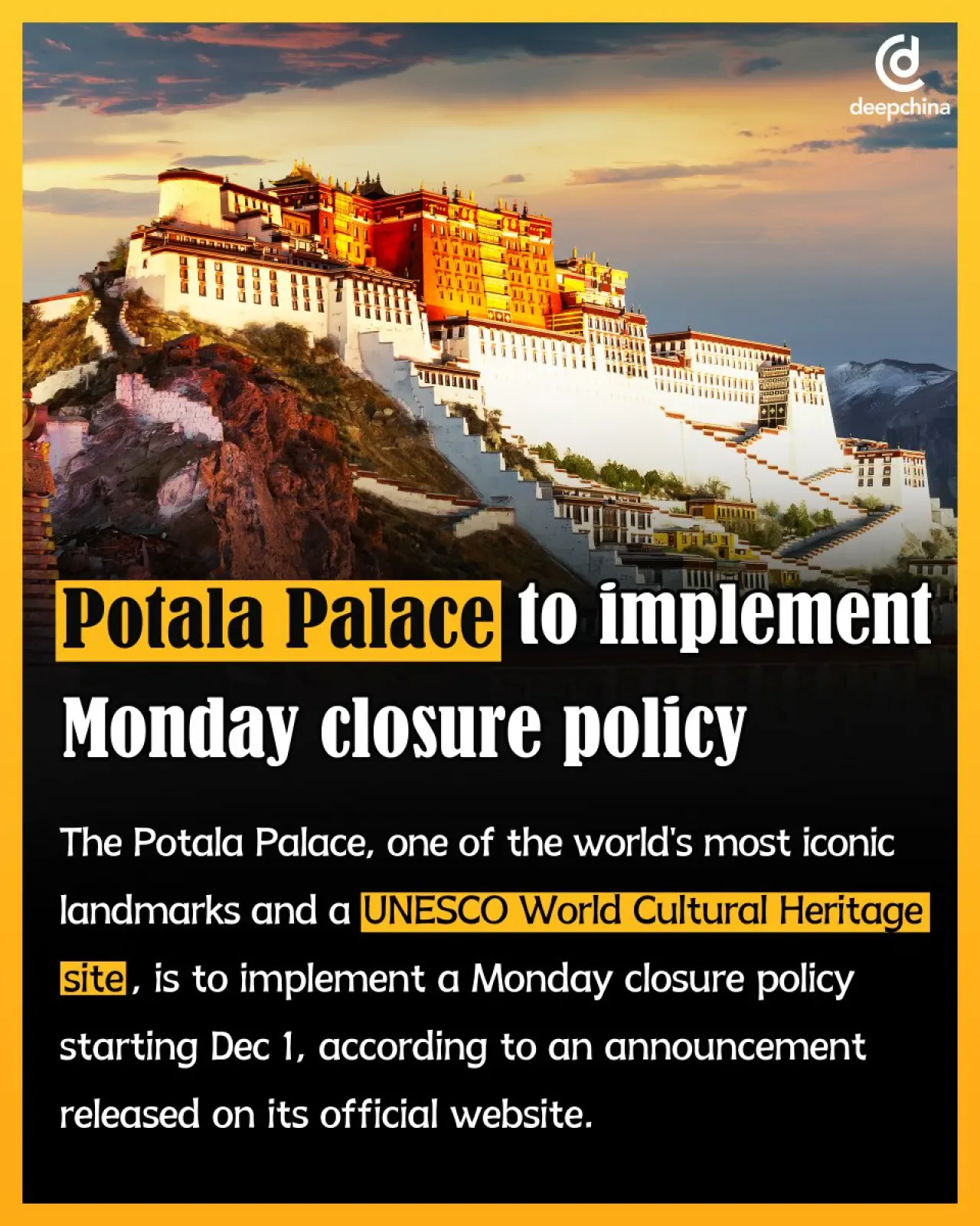 Potala Sarayı 1 Aralık'tan İtibaren Pazartesi Günleri Ziyarete Kapatılacak Potala Sarayı 1 Aralık'tan İtibaren Pazartesi Günleri Ziyarete Kapatılacak