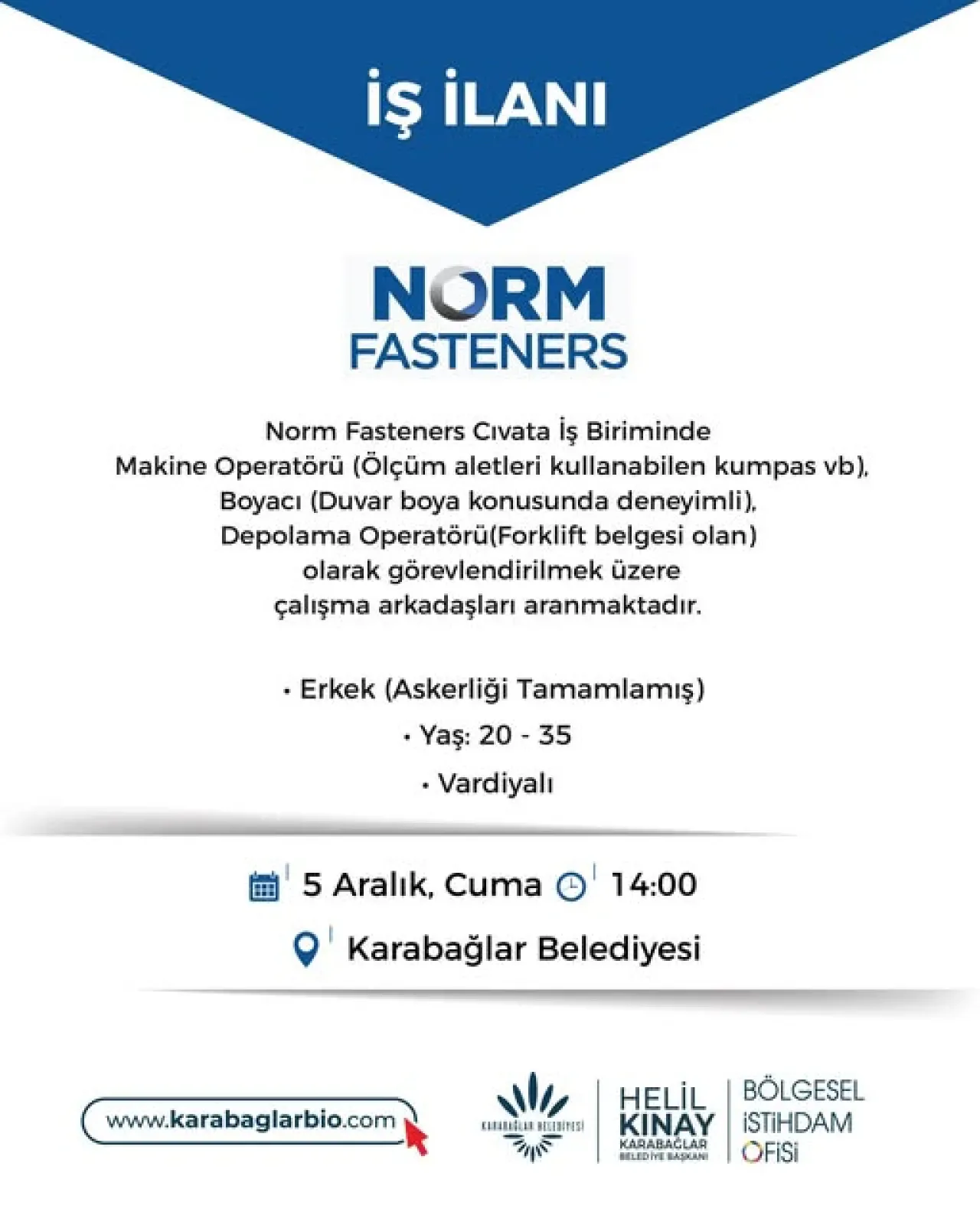 Karabağlar'da İstihdam Seferberliği: NORM Fasteners İçin Toplu İş Görüşmesi Karabağlar'da İstihdam Seferberliği: NORM Fasteners İçin Toplu İş Görüşmesi