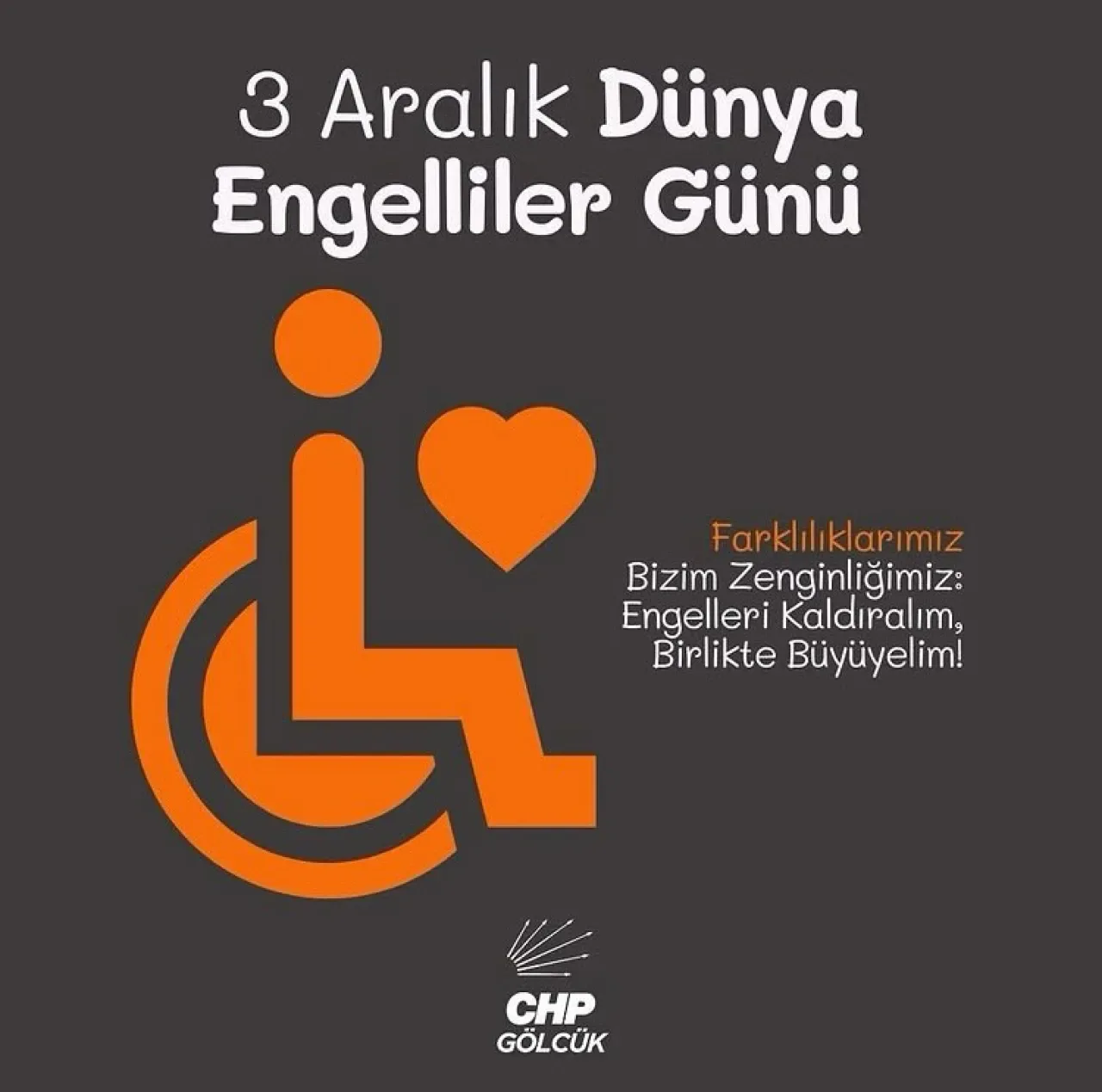 CHP Gölcük'ten 3 Aralık Dünya Engelliler Günü Mesajı: Engelleri Birlikte Aşalım CHP Gölcük'ten 3 Aralık Dünya Engelliler Günü Mesajı: Engelleri Birlikte Aşalım