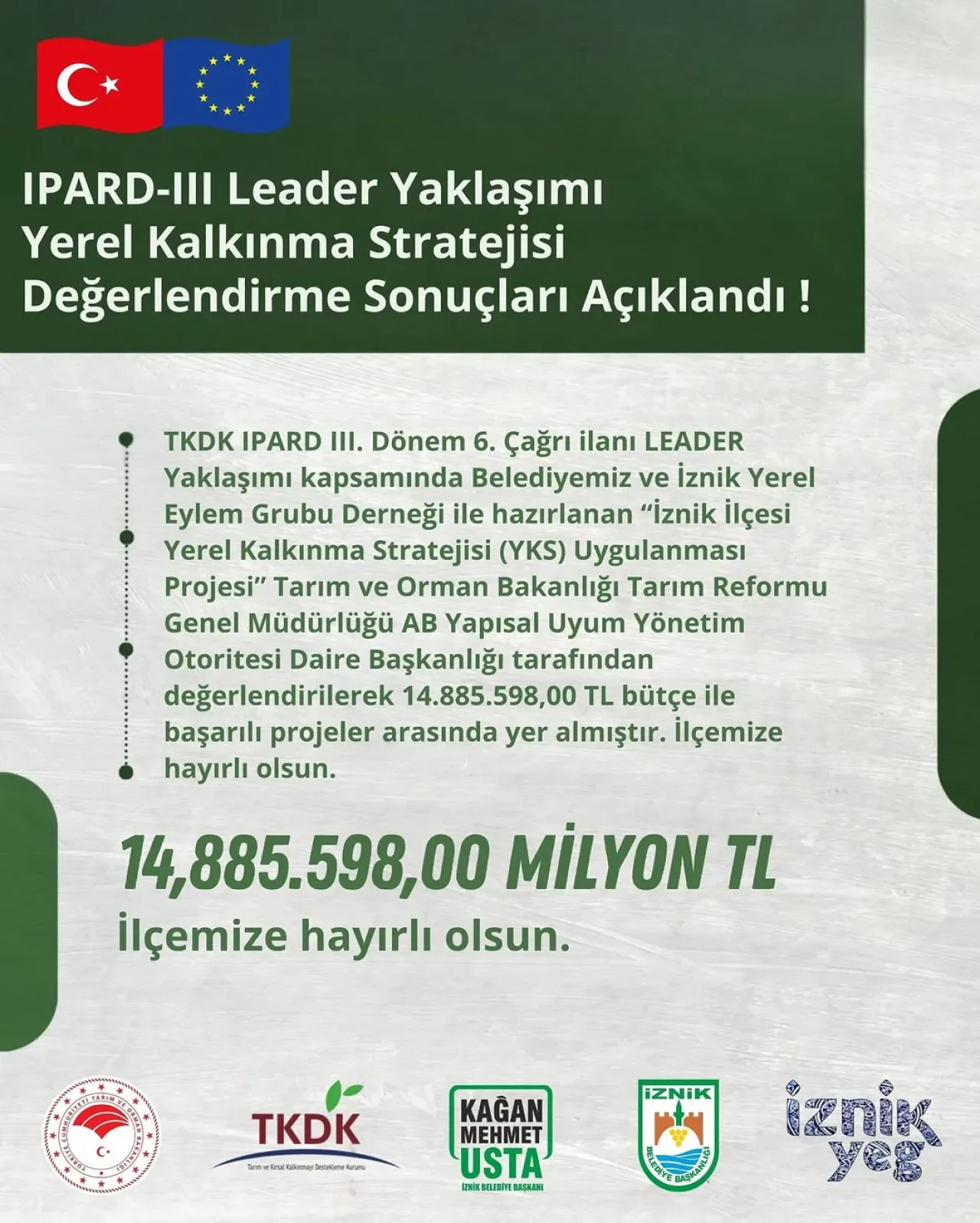 İznik'e 15 Milyon TL'lik Kalkınma Desteği İznik'e 15 Milyon TL'lik Kalkınma Desteği