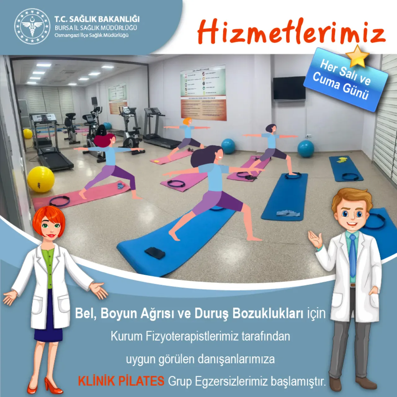 Bursa Osmangazi'de Bel ve Boyun Ağrısına Karşı Klinik Pilates Grup Egzersizleri Başladı Bursa Osmangazi'de Bel ve Boyun Ağrısına Karşı Klinik Pilates Grup Egzersizleri Başladı
