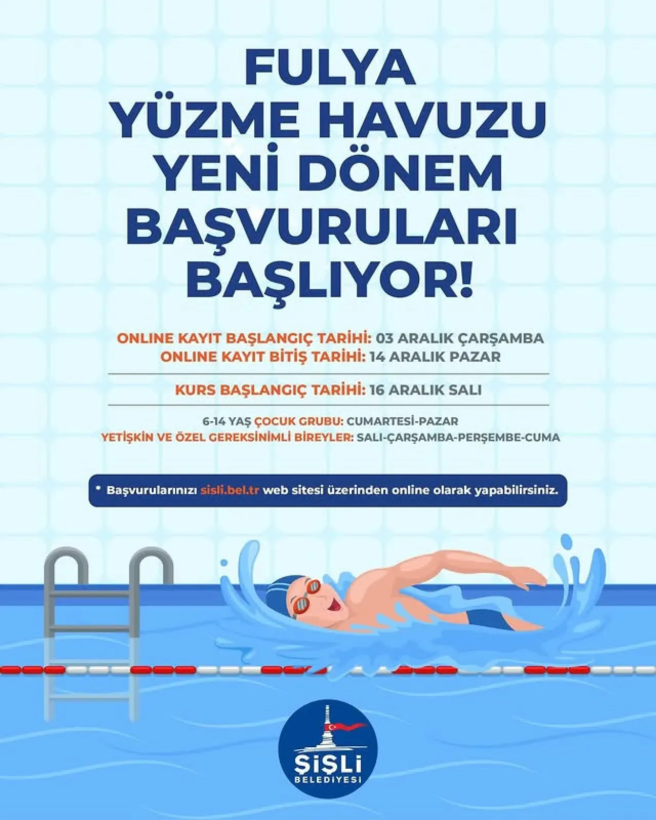 Şişli Fulya Yüzme Havuzu Ön Kayıtları Başlıyor Şişli Fulya Yüzme Havuzu Ön Kayıtları Başlıyor