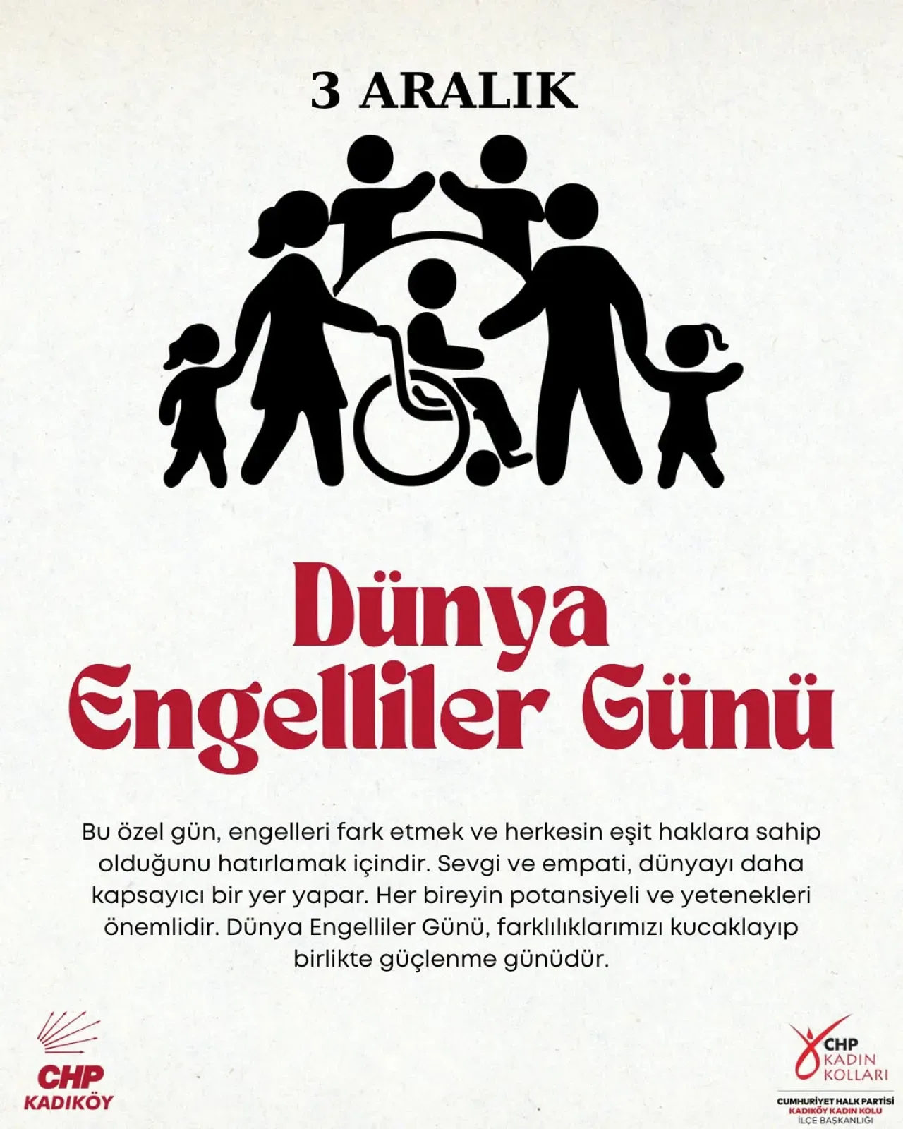 3 Aralık Dünya Engelliler Günü'nde Erişilebilir ve Kapsayıcı Bir Yaşam Çağrısı 3 Aralık Dünya Engelliler Günü'nde Erişilebilir ve Kapsayıcı Bir Yaşam Çağrısı