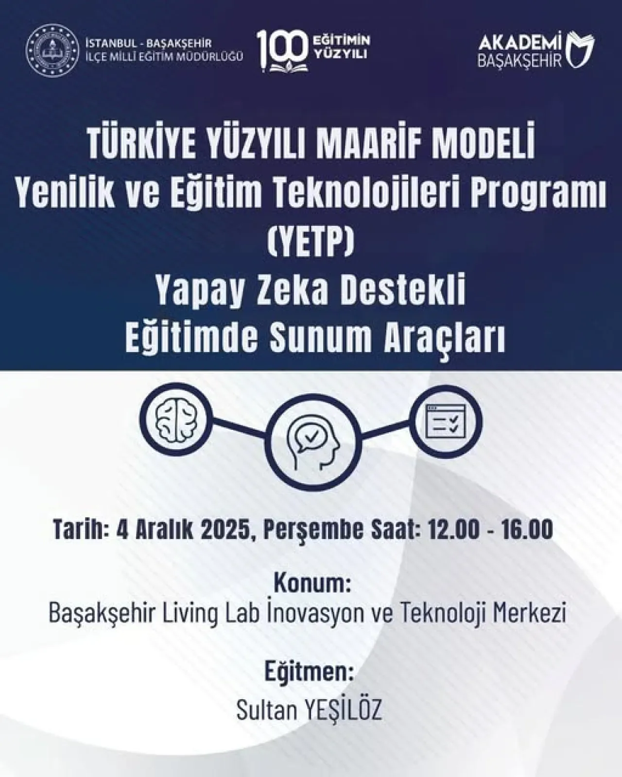 Başakşehir'de Öğretmenlere Yapay Zeka Destekli Sunum Eğitimi Başakşehir'de Öğretmenlere Yapay Zeka Destekli Sunum Eğitimi