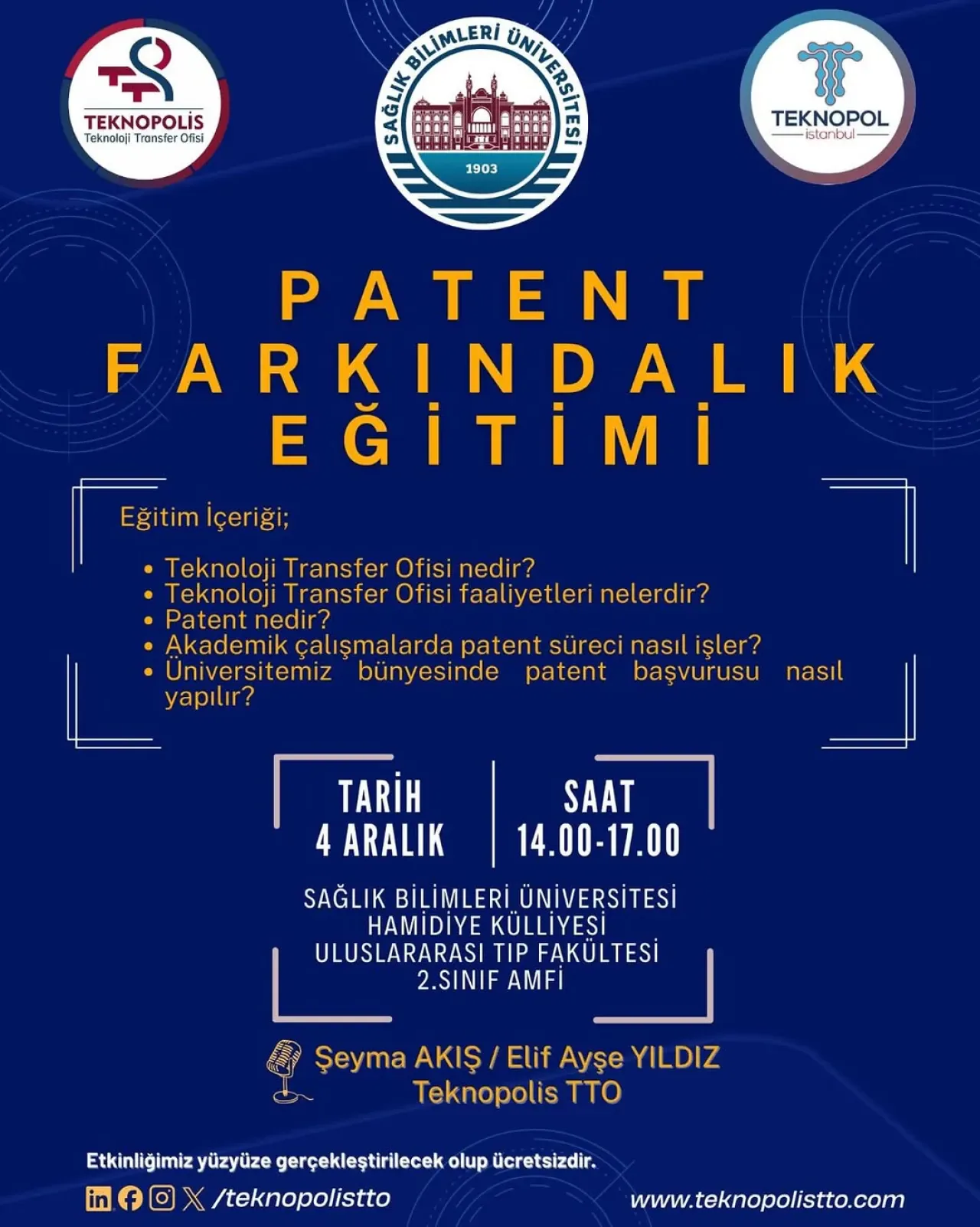 Sağlık Bilimleri Üniversitesi'nde Patent Farkındalık Eğitimi Düzenleniyor Sağlık Bilimleri Üniversitesi'nde Patent Farkındalık Eğitimi Düzenleniyor