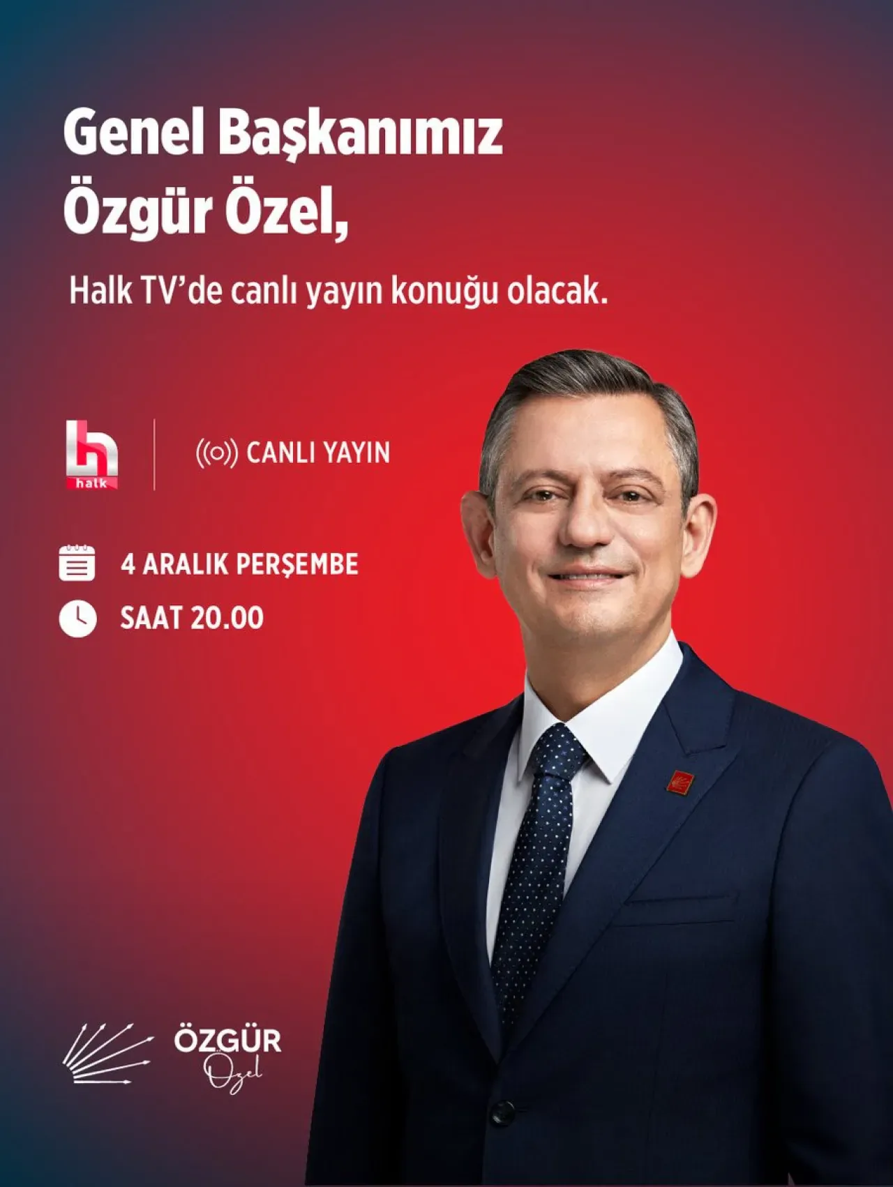 Özgür Özel Bugün Halk TV'de Canlı Yayında Özgür Özel Bugün Halk TV'de Canlı Yayında