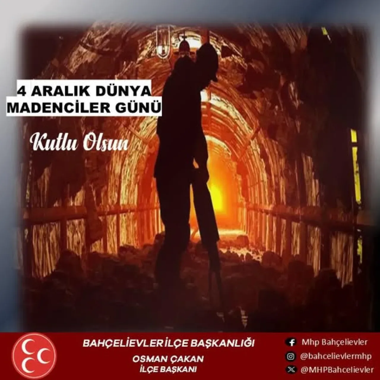 Bahçelievler'de 4 Aralık Dünya Madenciler Günü Mesajı Bahçelievler'de 4 Aralık Dünya Madenciler Günü Mesajı