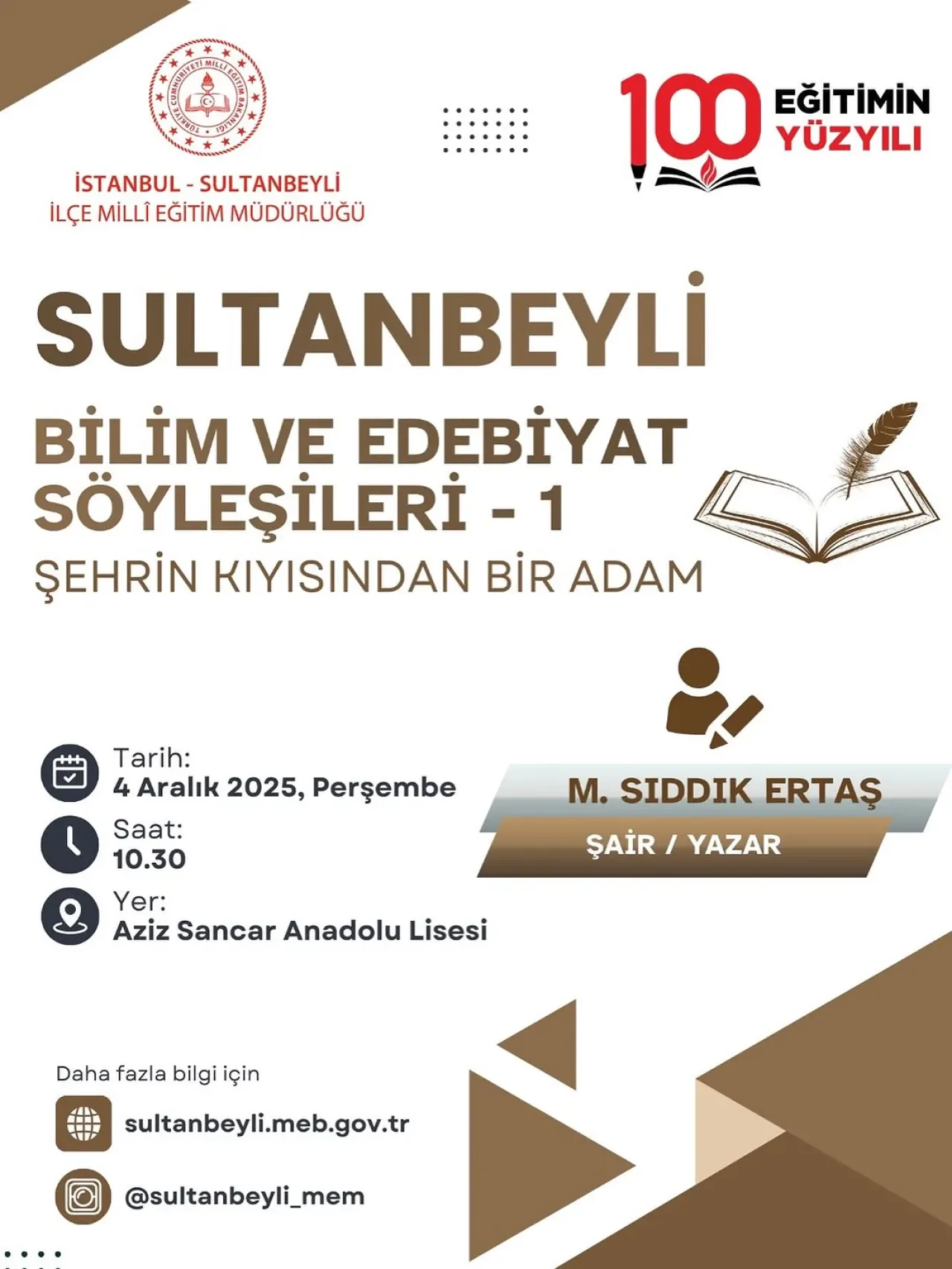 Sultanbeyli'de Genç Yazarlar İçin Edebiyat Buluşmaları Başlıyor Sultanbeyli'de Genç Yazarlar İçin Edebiyat Buluşmaları Başlıyor