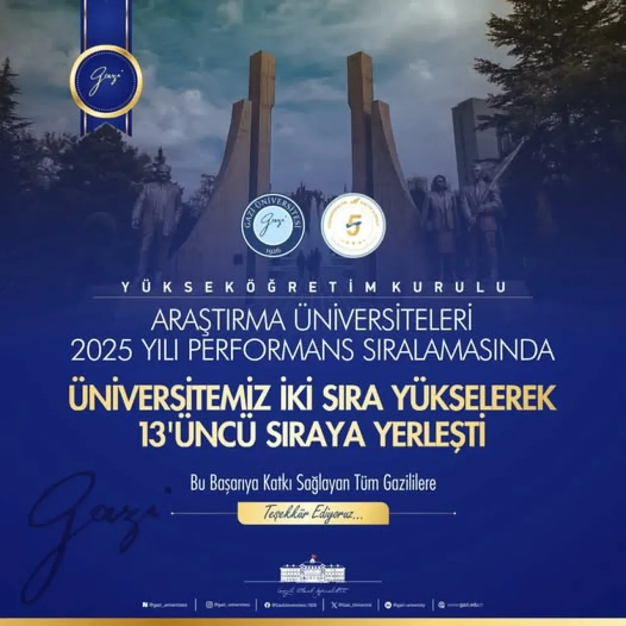 Gazi Üniversitesi, Araştırma Üniversiteleri Sıralamasında Yükselişe Geçti Gazi Üniversitesi, Araştırma Üniversiteleri Sıralamasında Yükselişe Geçti