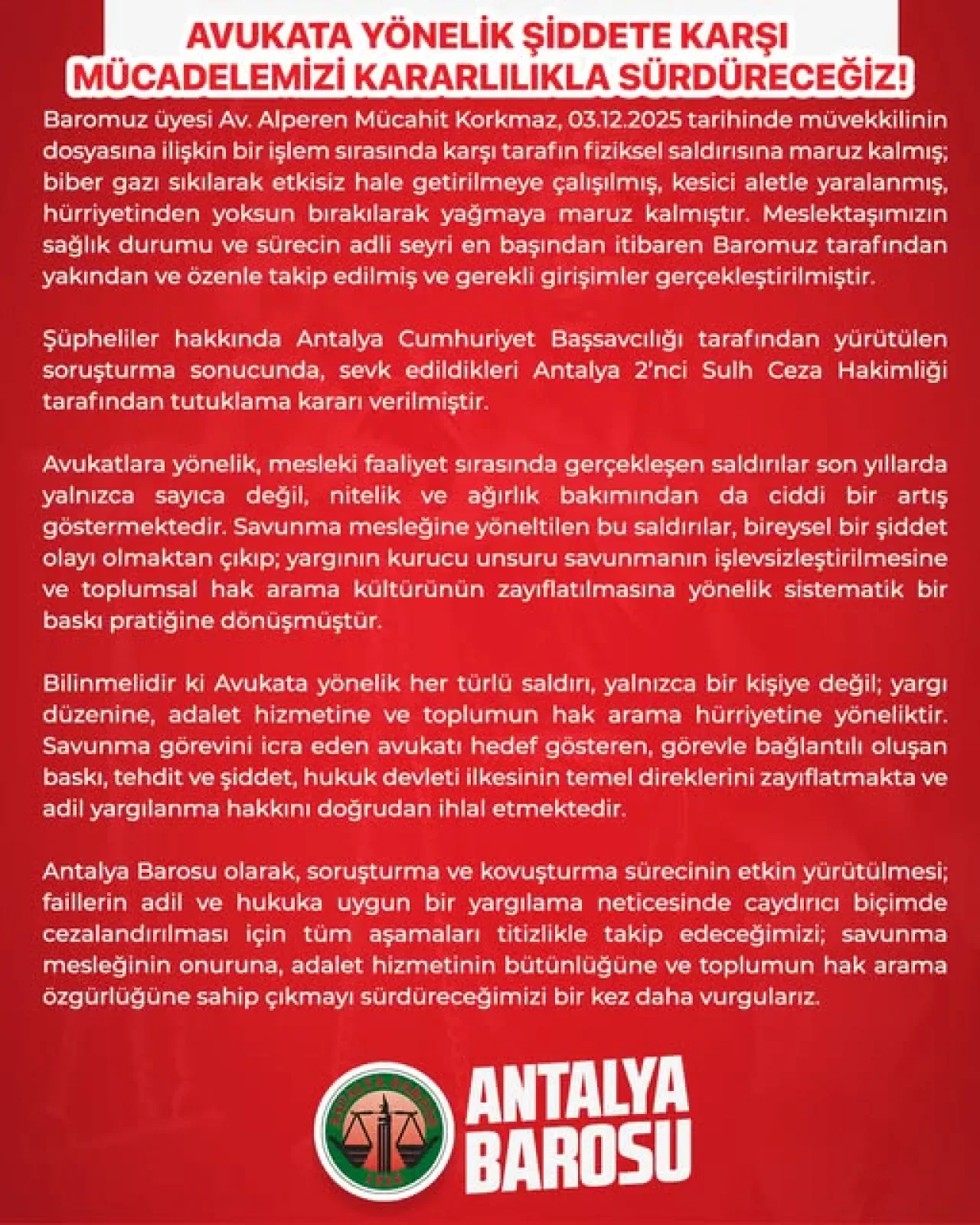 Antalya'da Avukata Yönelik Fiziksel Saldırı: 2 Kişi Tutuklandı Antalya'da Avukata Yönelik Fiziksel Saldırı: 2 Kişi Tutuklandı