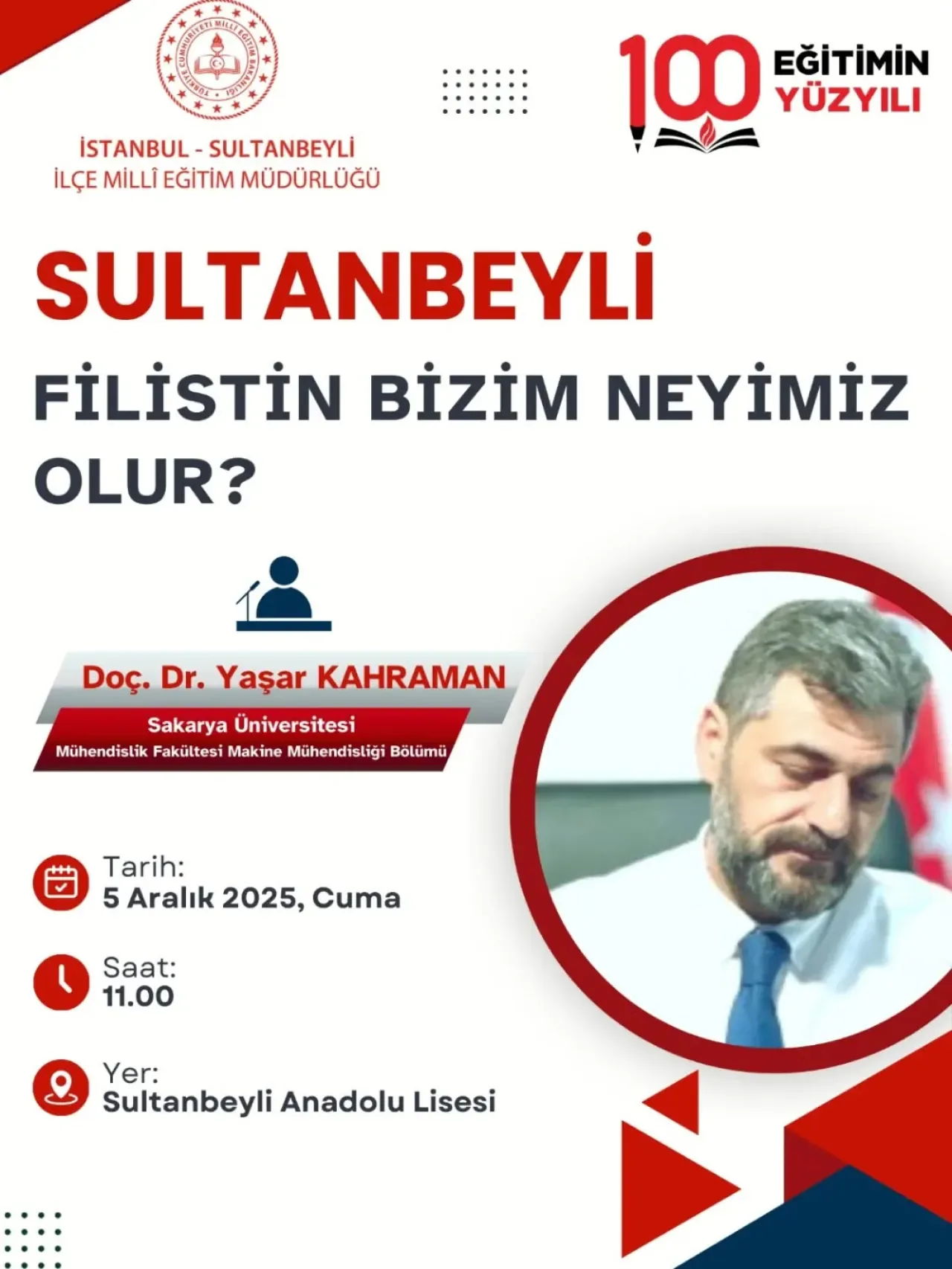 Sultanbeyli'de Filistin Konulu Söyleşi: Tarihî ve Medeniyet Perspektifleri Ele Alınacak Sultanbeyli'de Filistin Konulu Söyleşi: Tarihî ve Medeniyet Perspektifleri Ele Alınacak