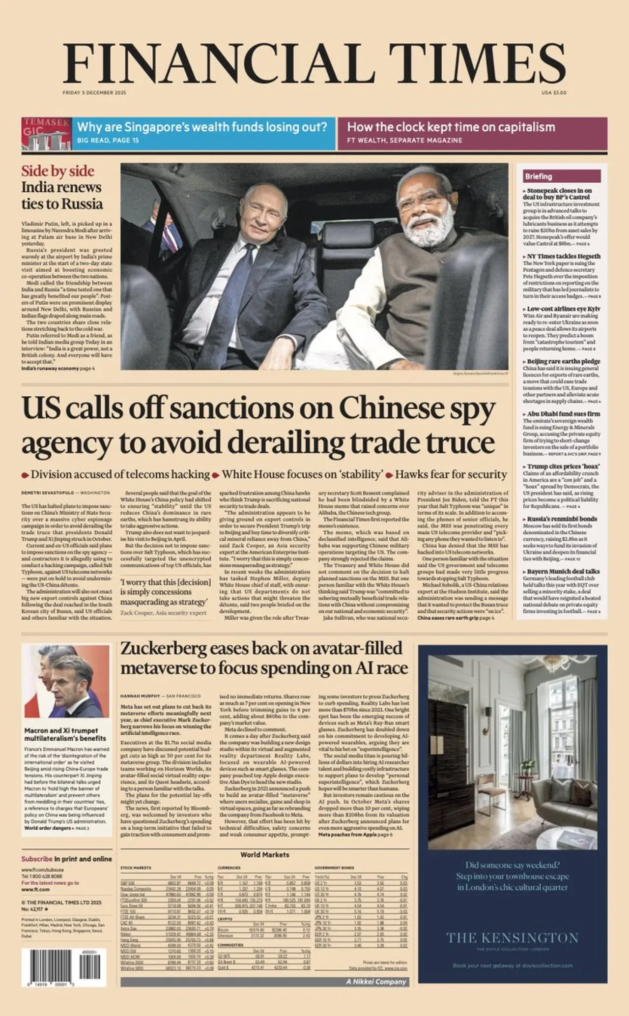 Financial Times'ın 5 Aralık Cuma Günü Ön Sayfası Yayımlandı Financial Times'ın 5 Aralık Cuma Günü Ön Sayfası Yayımlandı