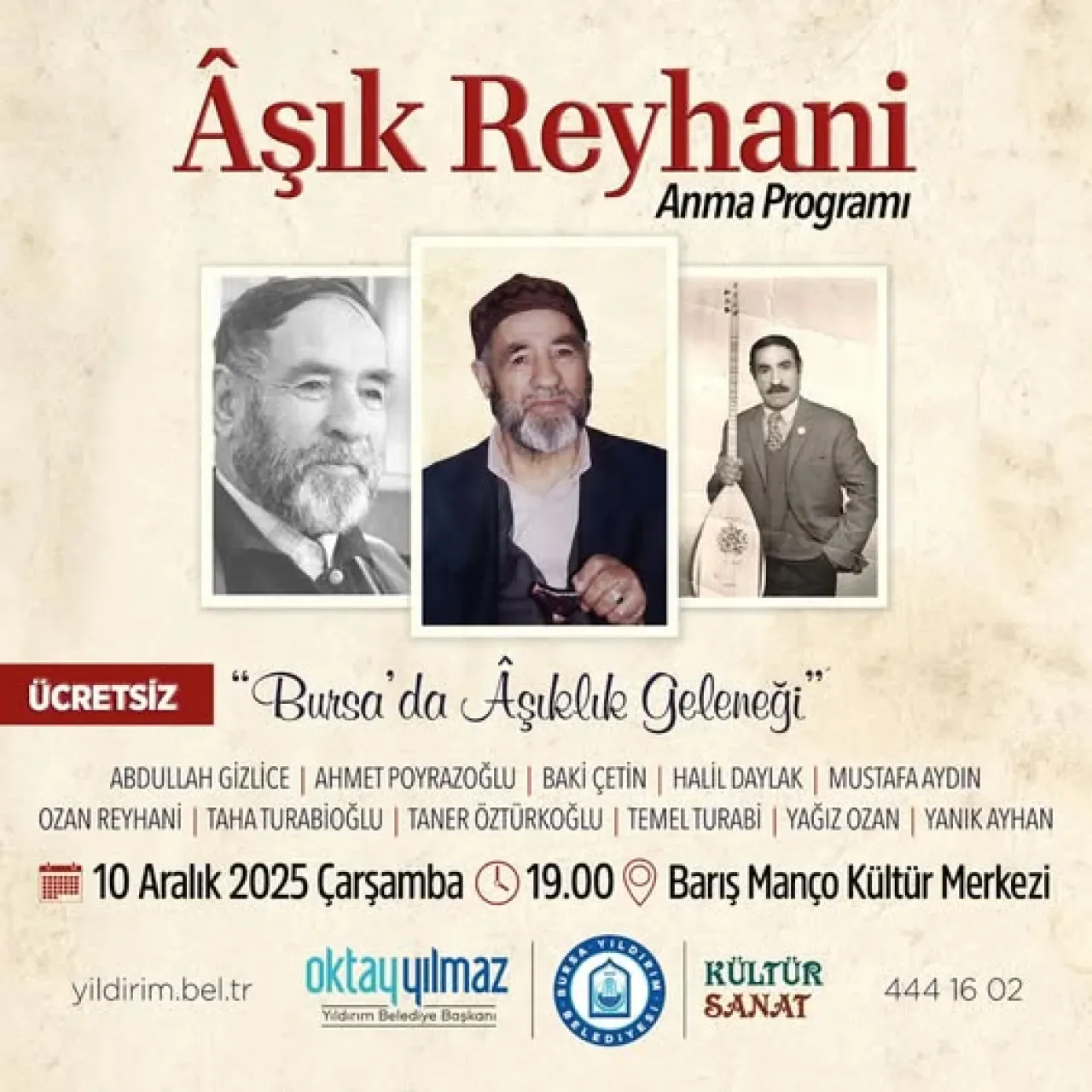 Âşık Reyhanî'nin İzinde, Bursa'da Anlamlı Bir Âşıklık Gecesi Âşık Reyhanî'nin İzinde, Bursa'da Anlamlı Bir Âşıklık Gecesi
