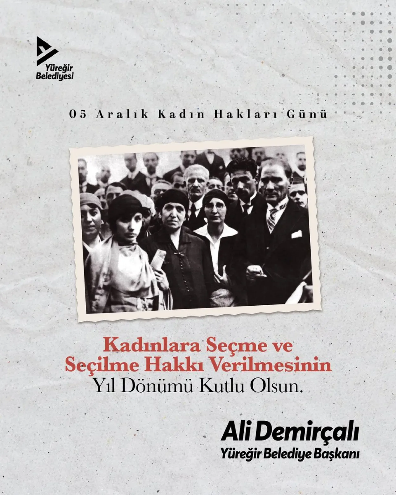 Ali Demirçalı, 5 Aralık Dünya Kadın Hakları Günü'nü Kutladı Ali Demirçalı, 5 Aralık Dünya Kadın Hakları Günü'nü Kutladı