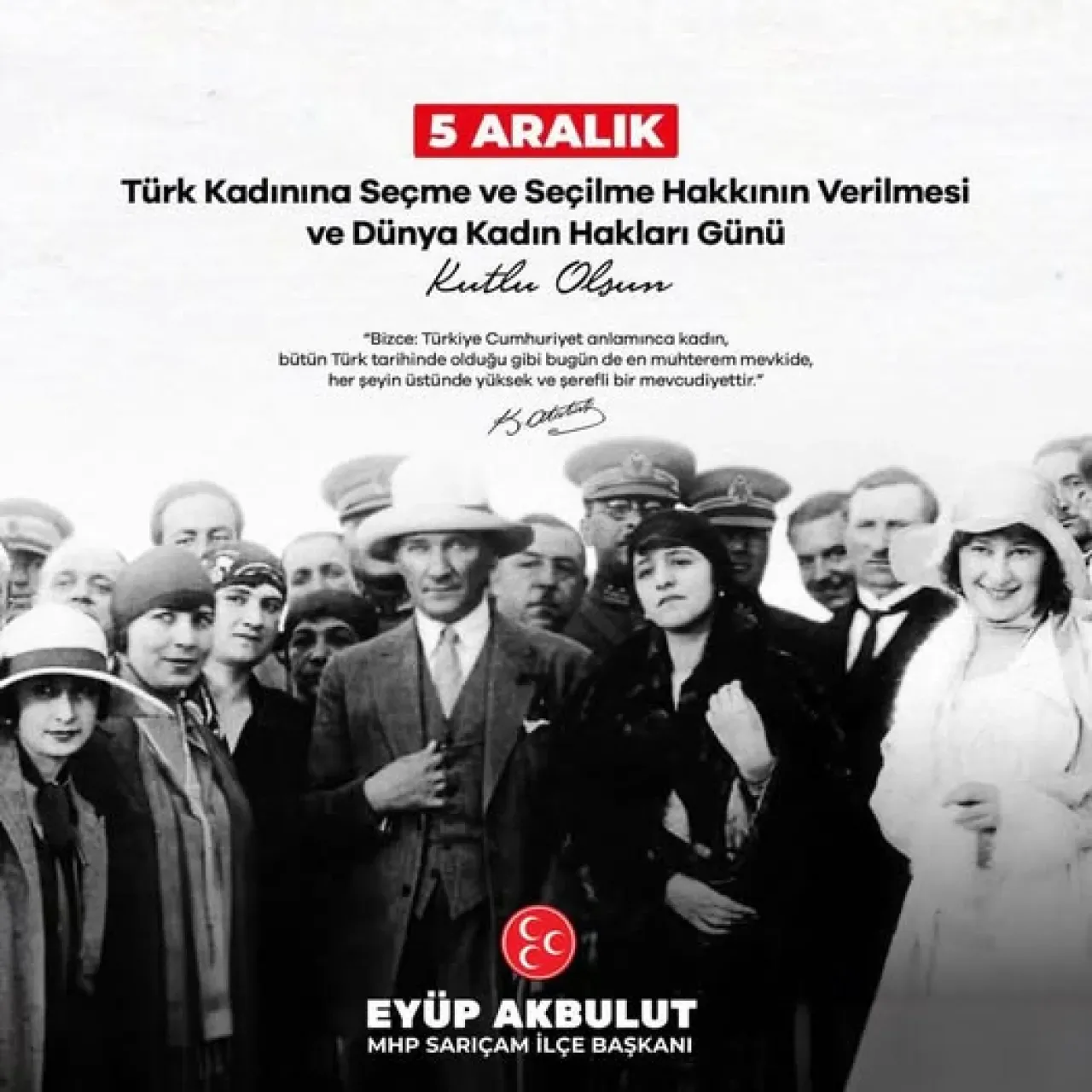 Türk Kadınına Seçme ve Seçilme Hakkının Verilişinin Yıldönümü Kutlandı Türk Kadınına Seçme ve Seçilme Hakkının Verilişinin Yıldönümü Kutlandı