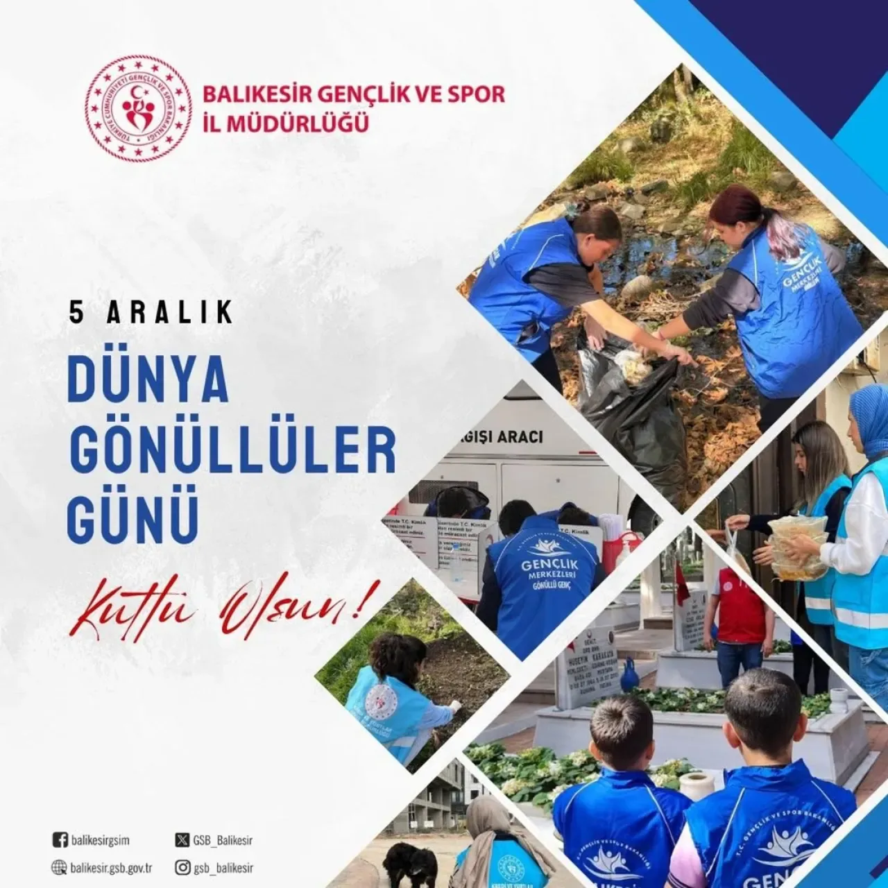 5 Aralık Dünya Gönüllüler Günü'nde Gençlik ve Spor İl Müdürlüğü'nden Anlamlı Mesaj 5 Aralık Dünya Gönüllüler Günü'nde Gençlik ve Spor İl Müdürlüğü'nden Anlamlı Mesaj