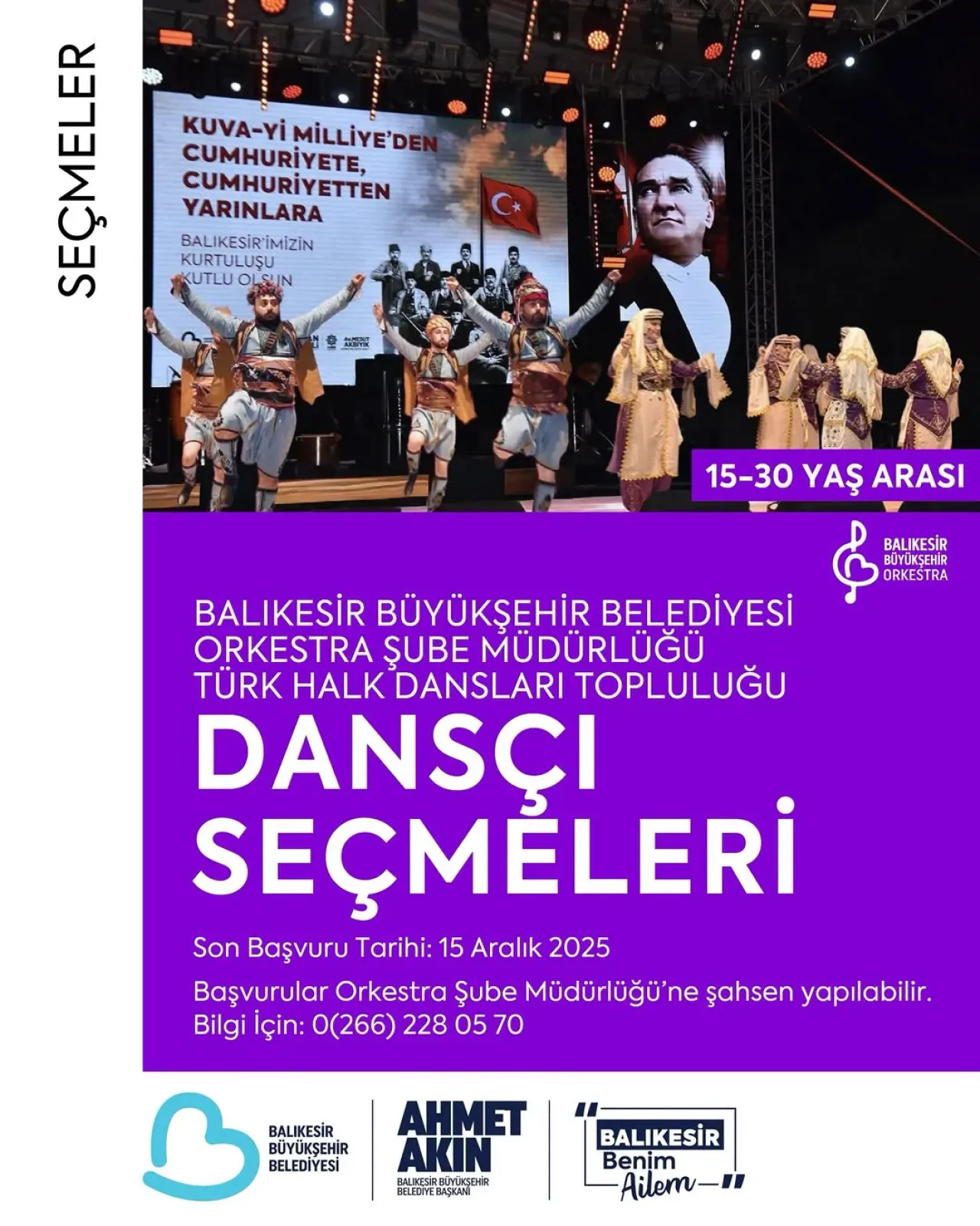 Balıkesir Büyükşehir Belediyesi Türk Halk Dansları Topluluğu'na Yeni Dansçılar Aranıyor Balıkesir Büyükşehir Belediyesi Türk Halk Dansları Topluluğu'na Yeni Dansçılar Aranıyor