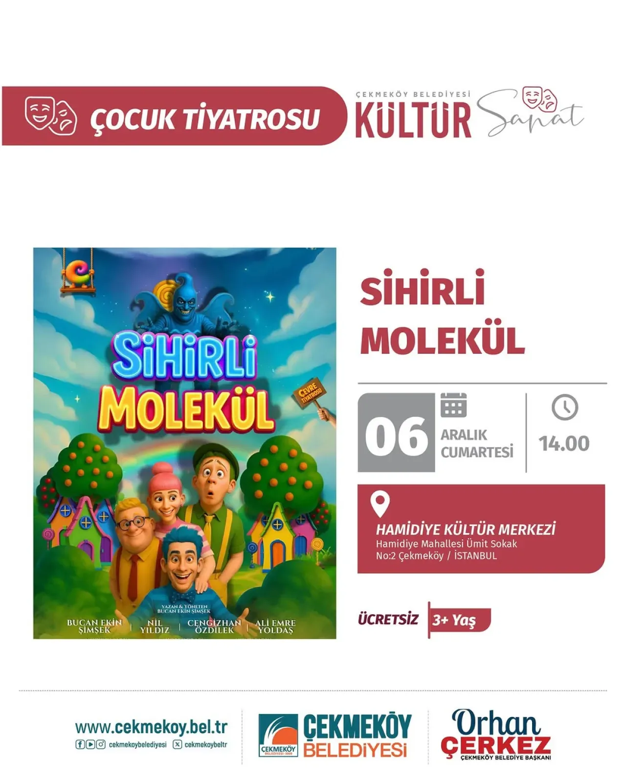 Çekmeköy'de Çocuklar için Ücretsiz Tiyatro: Sihirli Molekül Çekmeköy'de Çocuklar için Ücretsiz Tiyatro: Sihirli Molekül