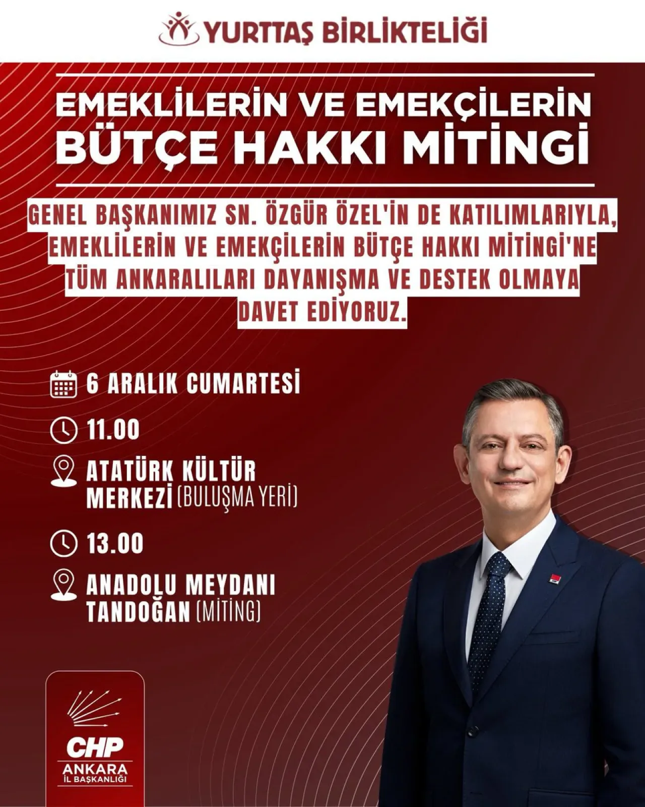 CHP'li Bulut, Ankara'da Emekliler ve Emekçiler İçin Mitinge Çağırdı CHP'li Bulut, Ankara'da Emekliler ve Emekçiler İçin Mitinge Çağırdı