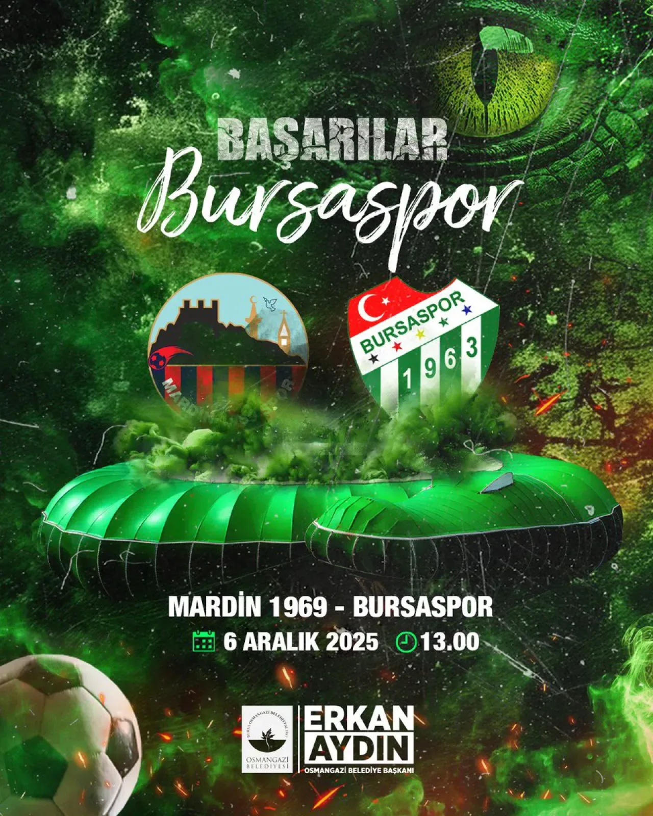 Bursaspor'un Mardin 1969 Maçına Osmangazi Belediye Başkanı'ndan Destek Bursaspor'un Mardin 1969 Maçına Osmangazi Belediye Başkanı'ndan Destek