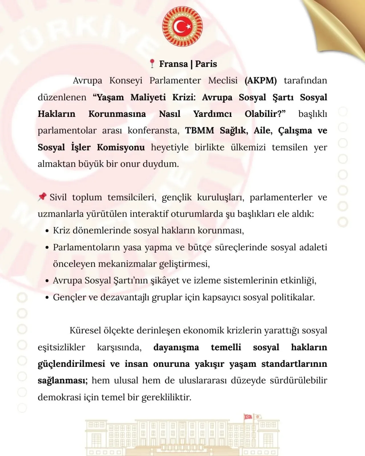 AK Partili Hülagü, Paris'teki Yaşam Maliyeti Krizi Konferansında Türkiye'yi Temsil Etti AK Partili Hülagü, Paris'teki Yaşam Maliyeti Krizi Konferansında Türkiye'yi Temsil Etti
