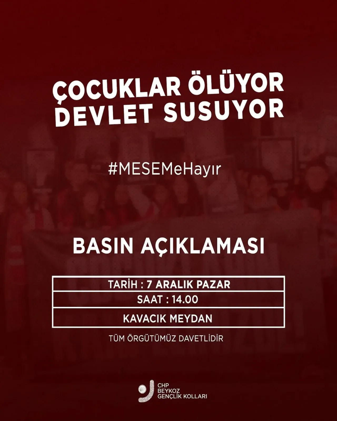 CHP Beykoz Gençlik Kolları, MESEM Uygulamasını Protesto Edecek CHP Beykoz Gençlik Kolları, MESEM Uygulamasını Protesto Edecek