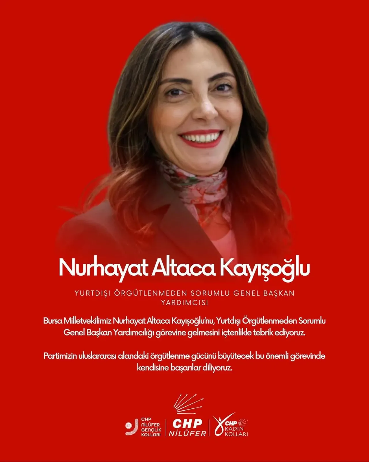 CHP'de Yurtdışı Örgütlenme Görevine Nurhayat Altaca Kayışoğlu Atandı CHP'de Yurtdışı Örgütlenme Görevine Nurhayat Altaca Kayışoğlu Atandı