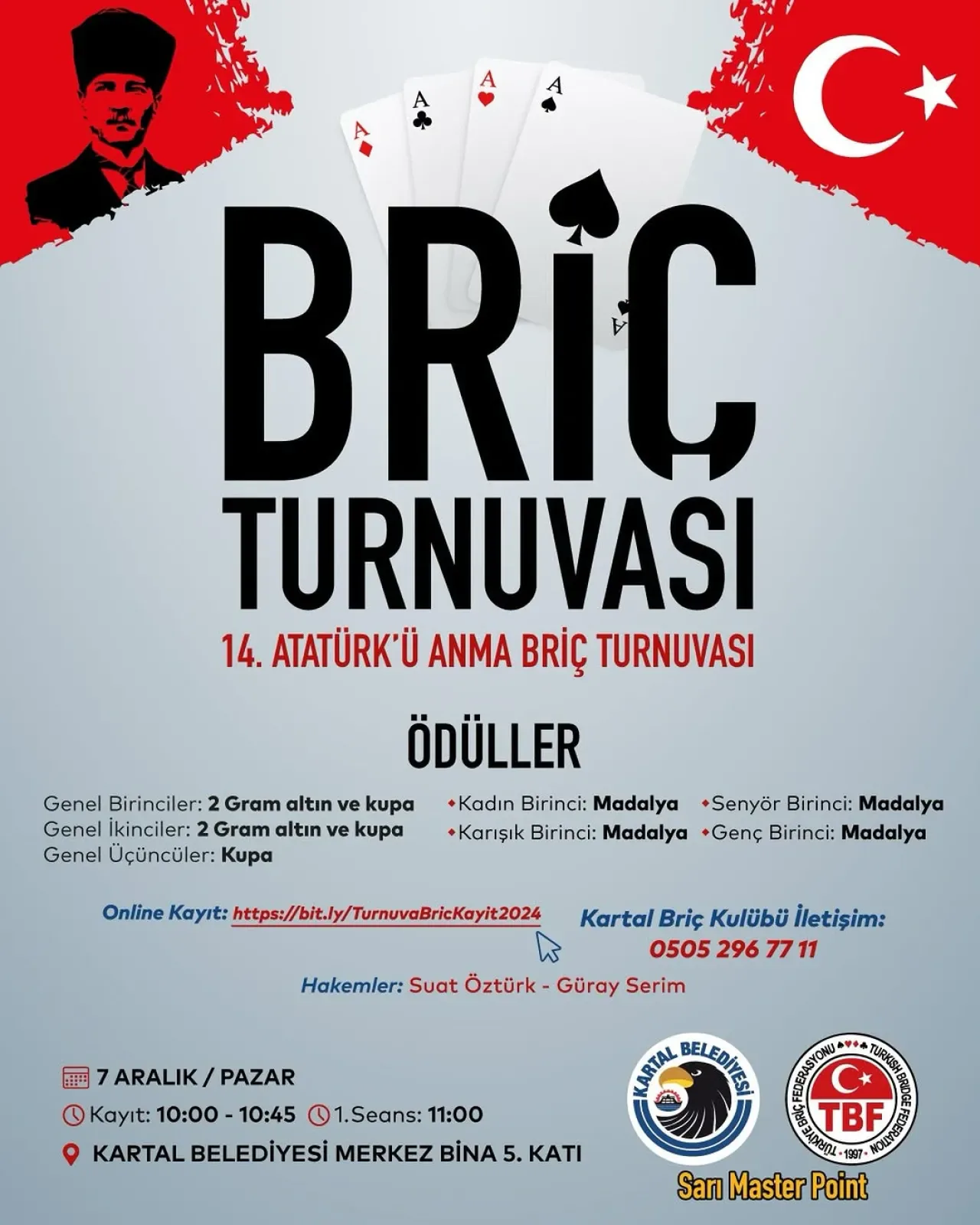 Kartal'da Atatürk Anısına Briç Turnuvası Düzenleniyor Kartal'da Atatürk Anısına Briç Turnuvası Düzenleniyor
