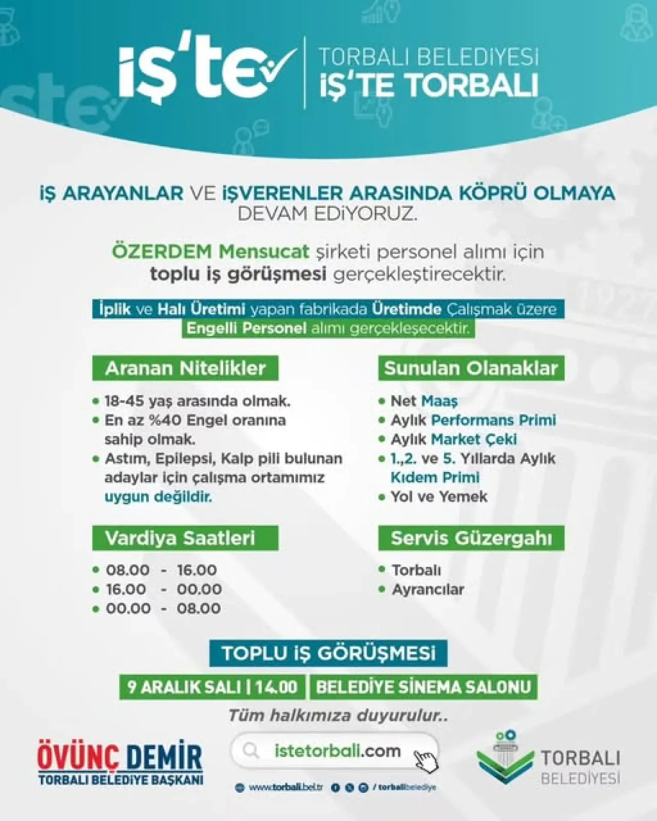 İzmir Torbalı Belediyesi İşte Torbalı Projesi ile İstihdama Destek Oluyor İzmir Torbalı Belediyesi İşte Torbalı Projesi ile İstihdama Destek Oluyor