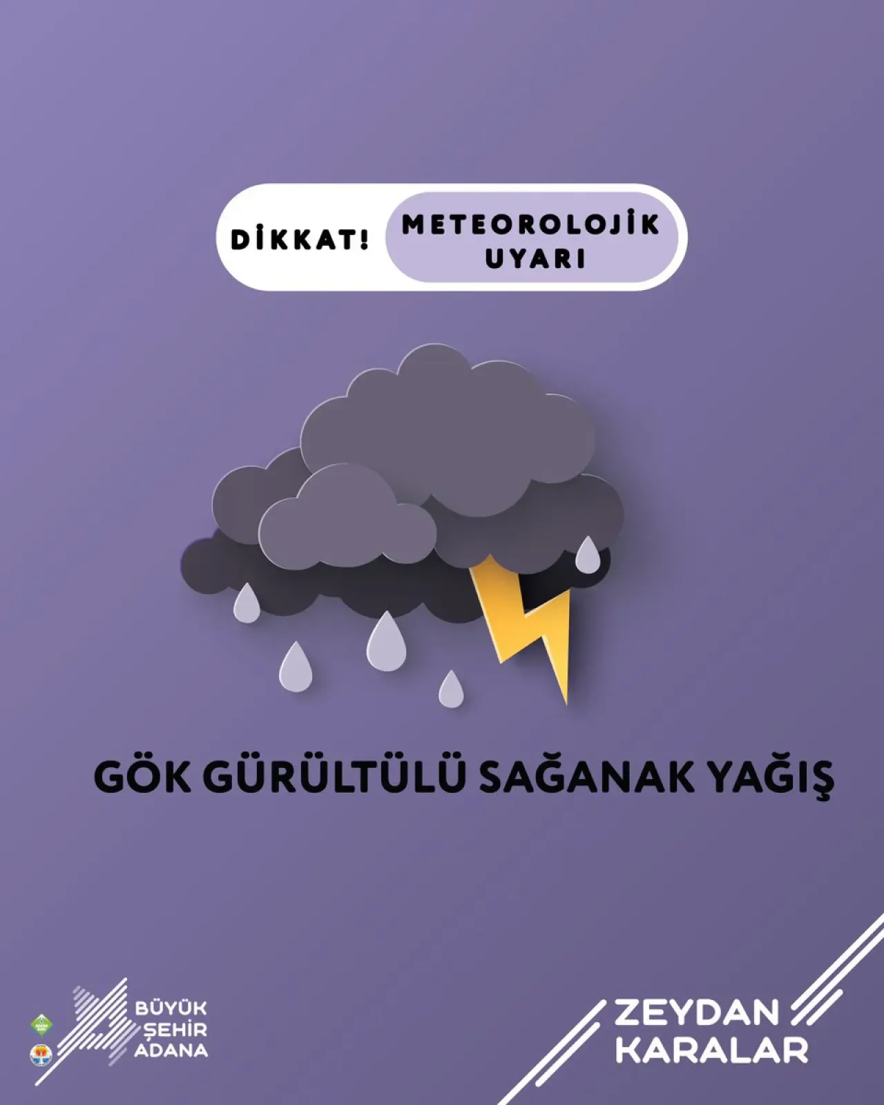 Adana'da Gök Gürültülü Sağanak Yağış Bekleniyor Adana'da Gök Gürültülü Sağanak Yağış Bekleniyor