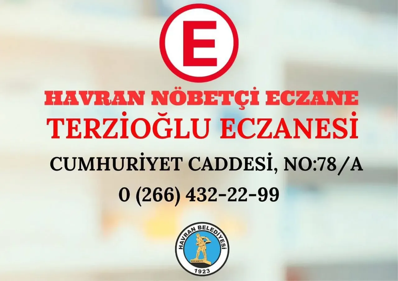 Havran'da Bugün Nöbetçi Eczane: Terzioğlu Eczanesi Havran'da Bugün Nöbetçi Eczane: Terzioğlu Eczanesi