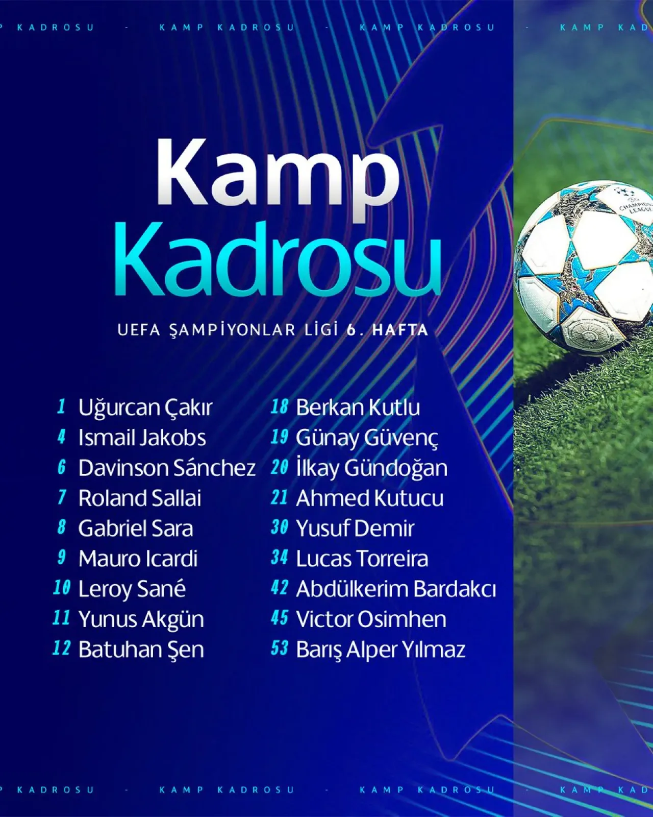 Galatasaray, Monaco Maçı İçin Kamp Kadrosunu Açıkladı Galatasaray, Monaco Maçı İçin Kamp Kadrosunu Açıkladı