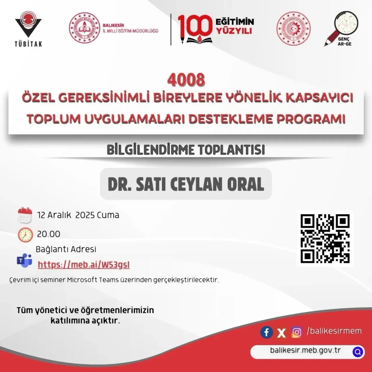 Balıkesir'de Özel Gereksinimli Bireyler İçin TÜBİTAK 4008 Projesi Bilgilendirme Toplantısı Düzenleniyor Balıkesir'de Özel Gereksinimli Bireyler İçin TÜBİTAK 4008 Projesi Bilgilendirme Toplantısı Düzenleniyor
