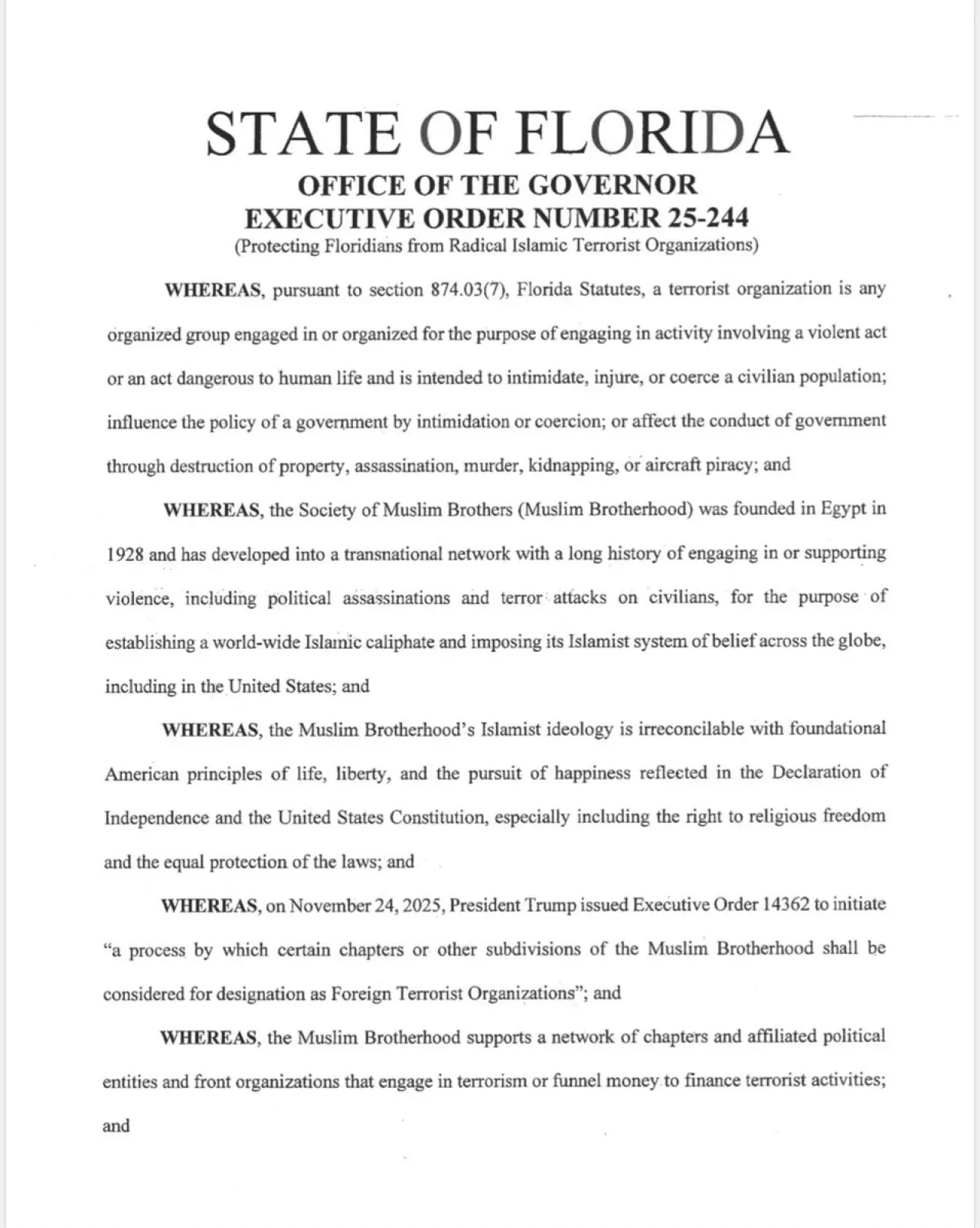 Florida Valisi DeSantis, Müslüman Kardeşler ve CAIR'ı Yabancı Terör Örgütü İlan Etti Florida Valisi DeSantis, Müslüman Kardeşler ve CAIR'ı Yabancı Terör Örgütü İlan Etti
